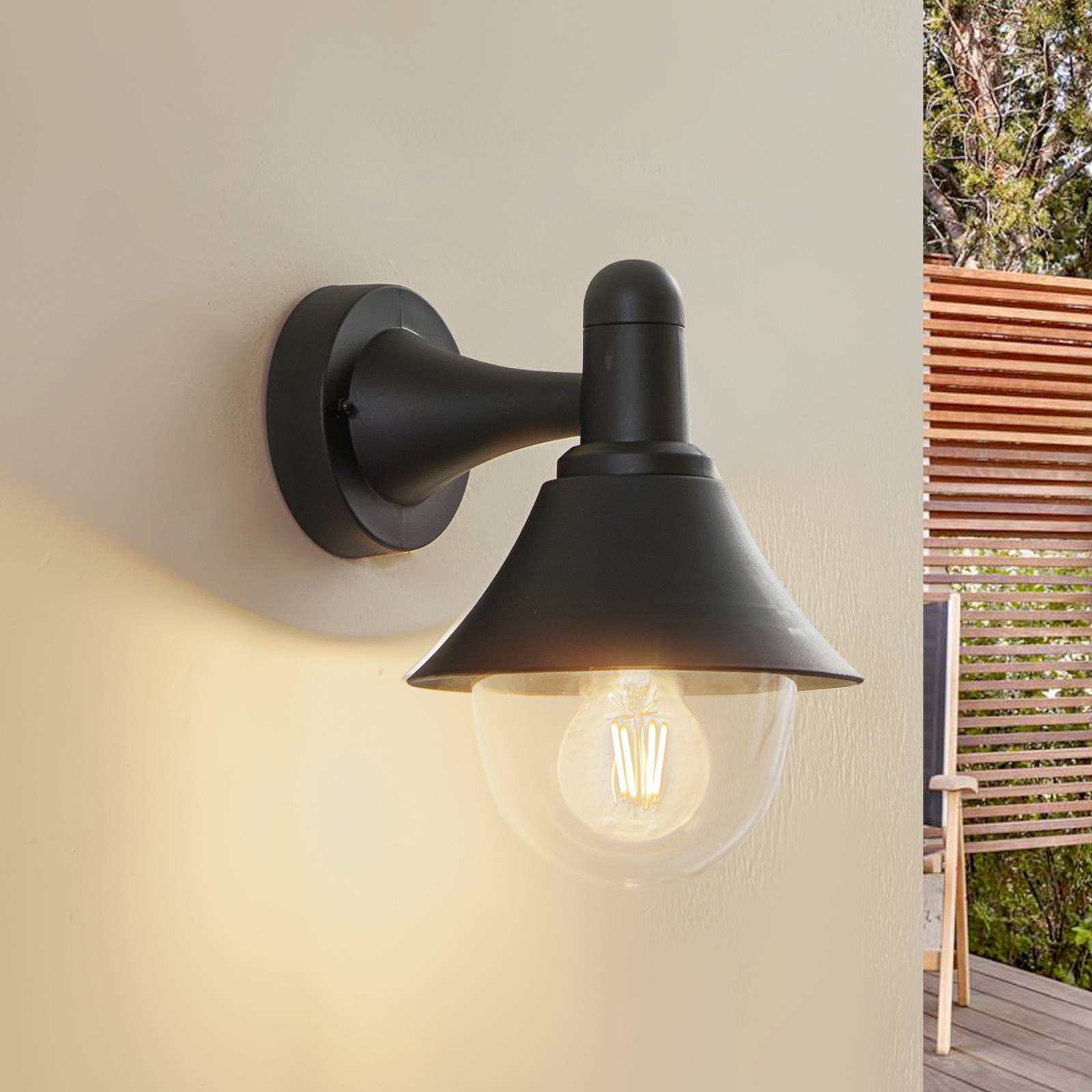 foto del prodotto lindby applique da esterno keicy, nero, plastica, ip44