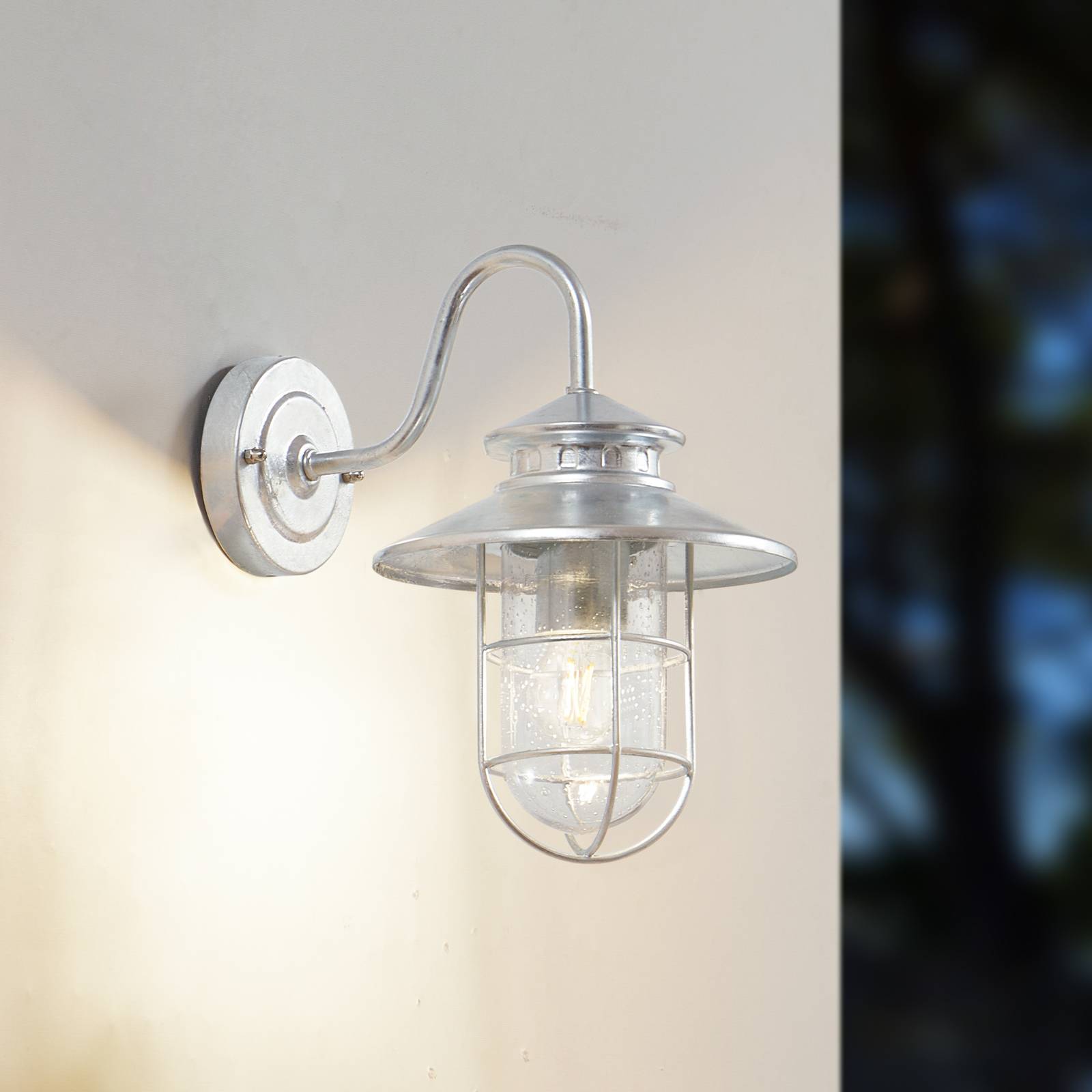 foto del prodotto lindby applique da esterno naleta, argento galvanizzato, acciaio