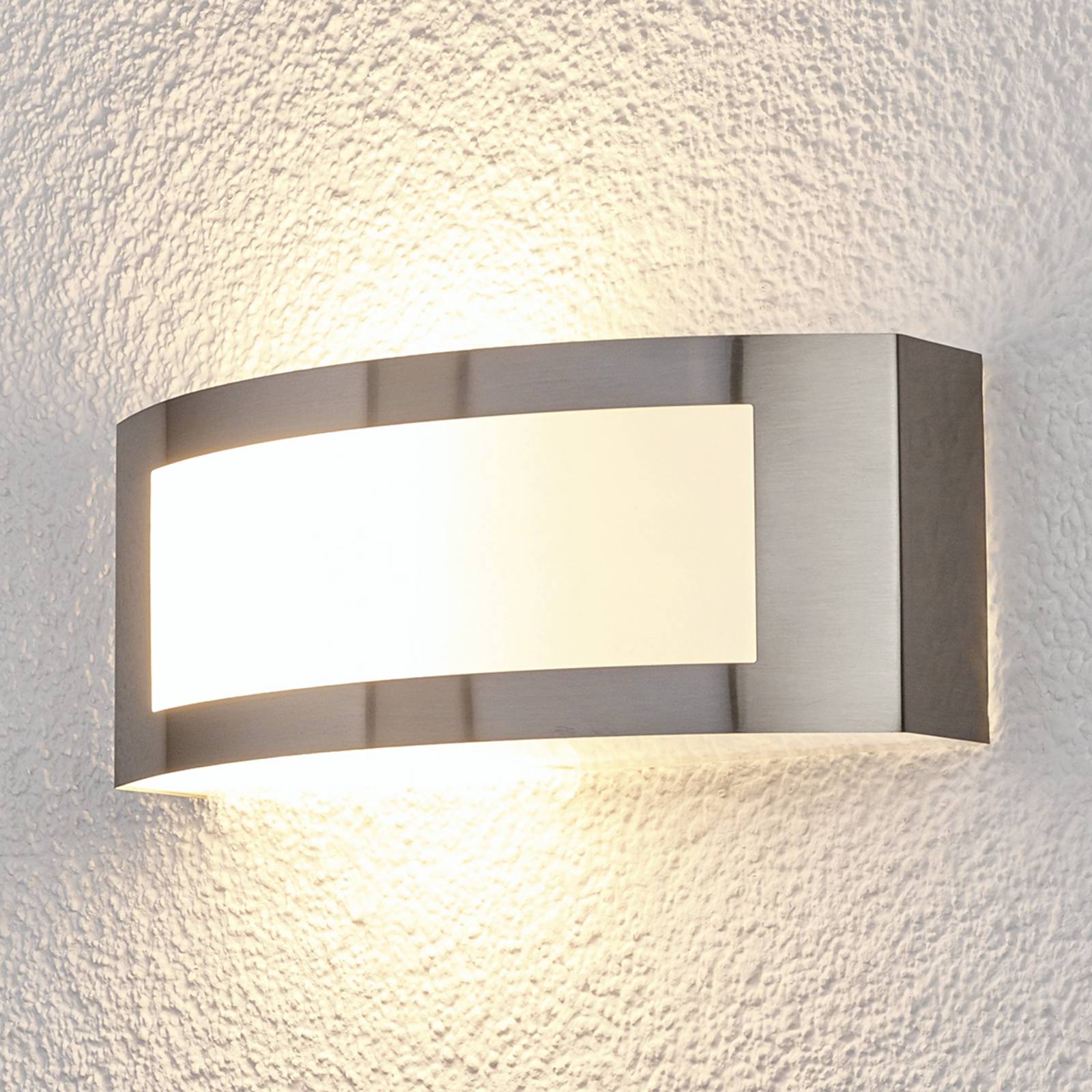 foto del prodotto lindby applique da esterno raja, larghezza 25 cm, acciaio inox, ip44, e27