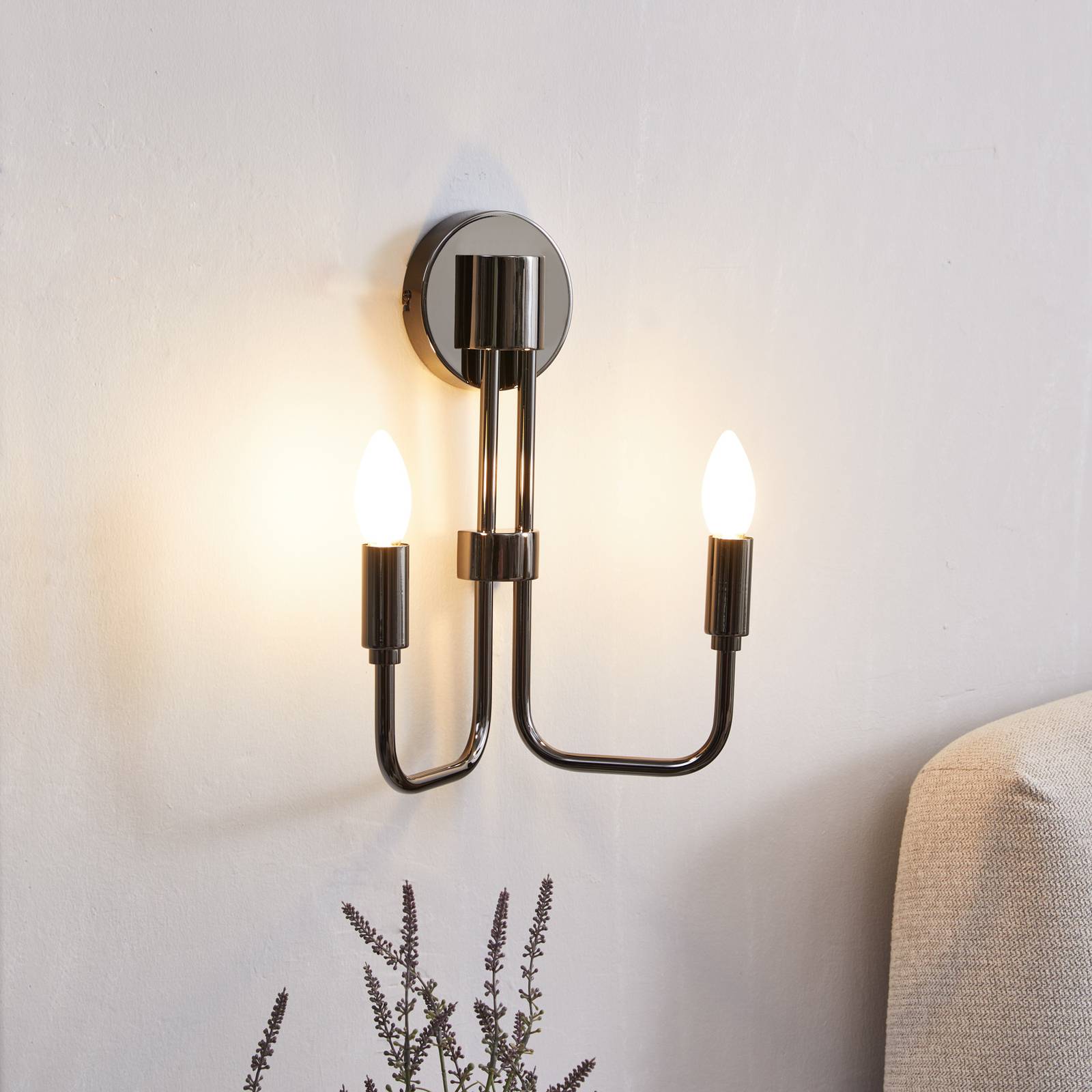 foto del prodotto lindby applique elanova, grigio, a 2 luci, 35 cm, e14