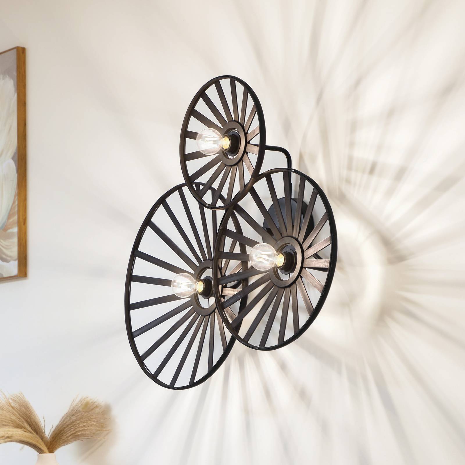 foto del prodotto lindby applique evandor, nero, bambù, a 3 luci, e27