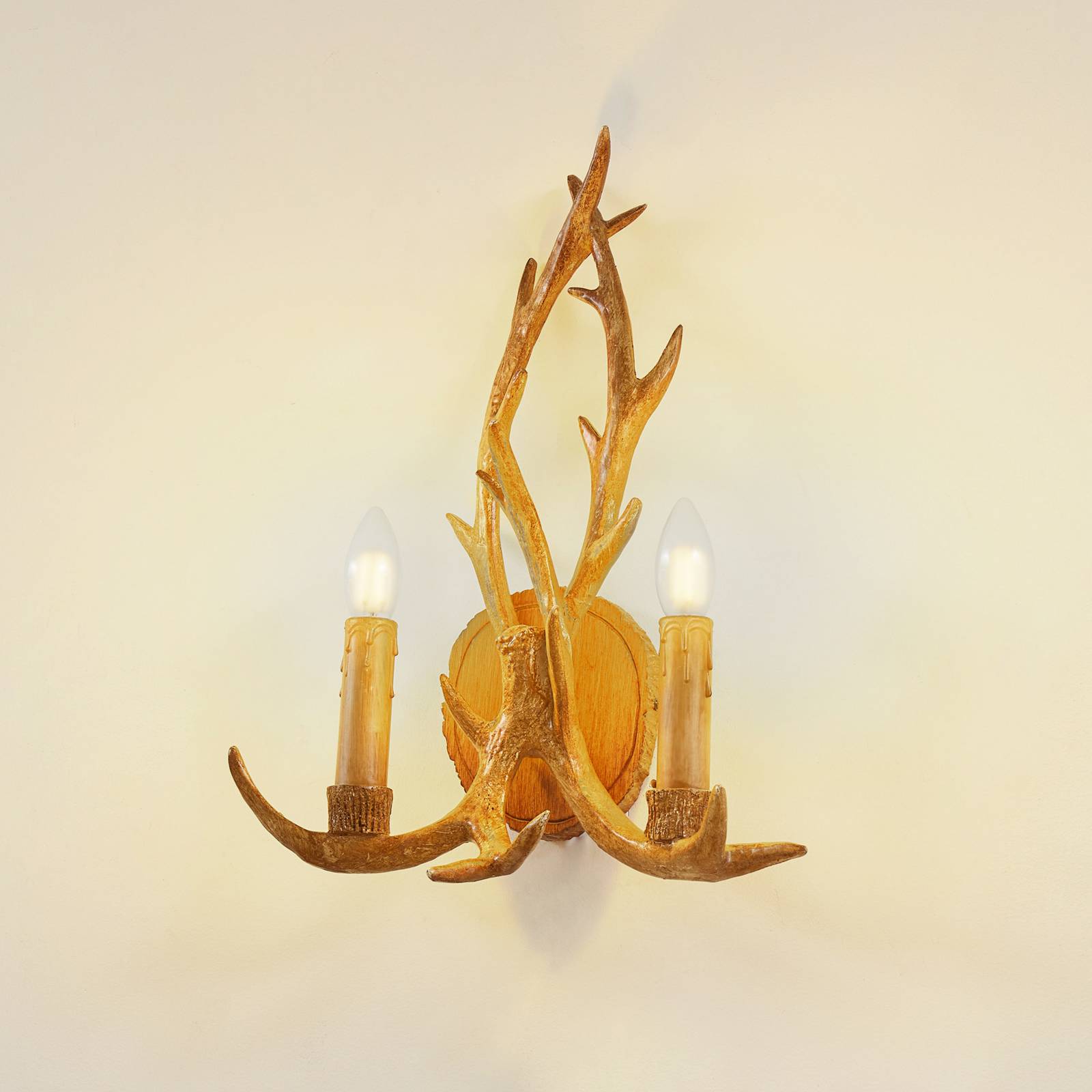 foto del prodotto lindby applique fibi, marrone, corno, a 2 luci, e14