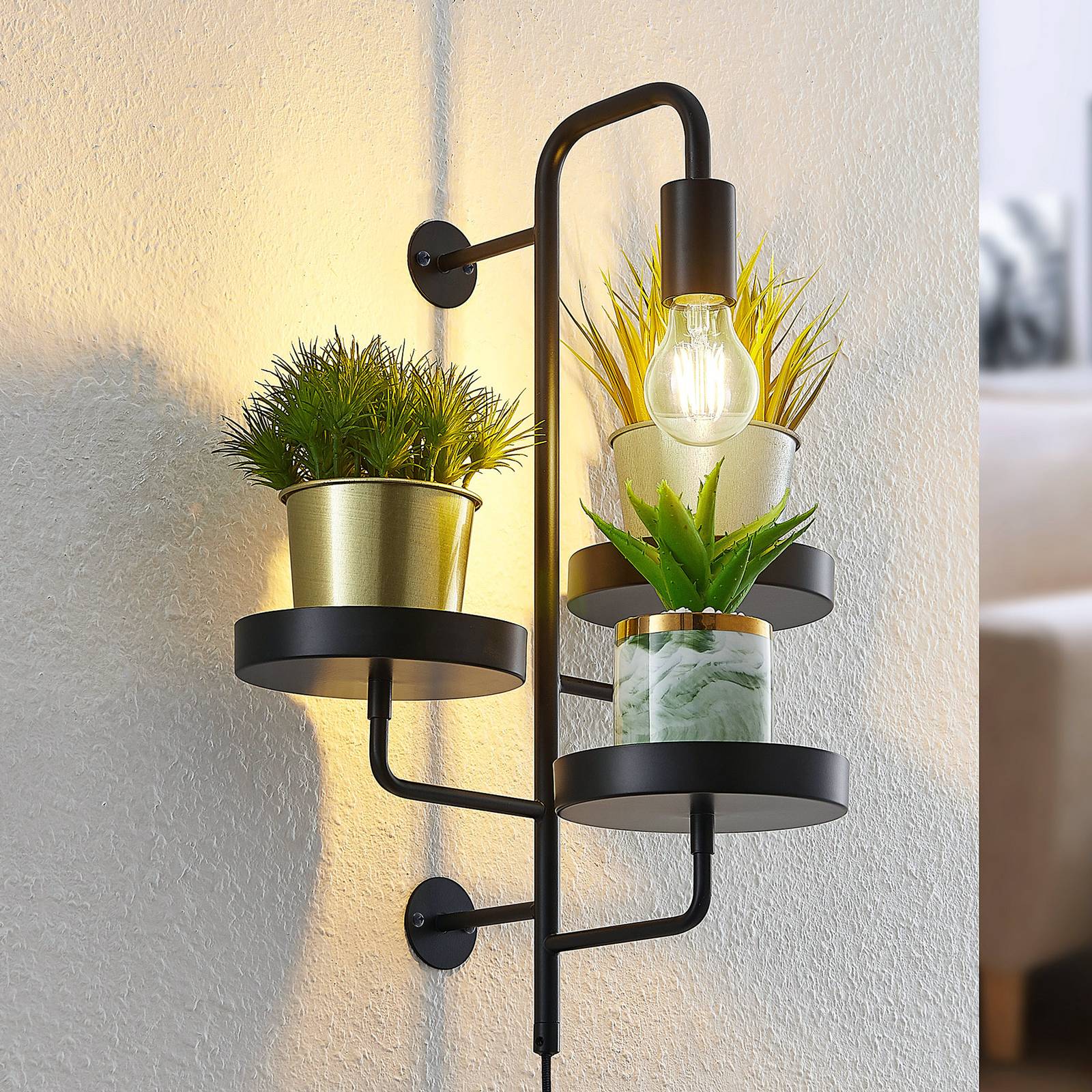 foto del prodotto lindby applique hanjo, altezza 50 cm, nero, metallo