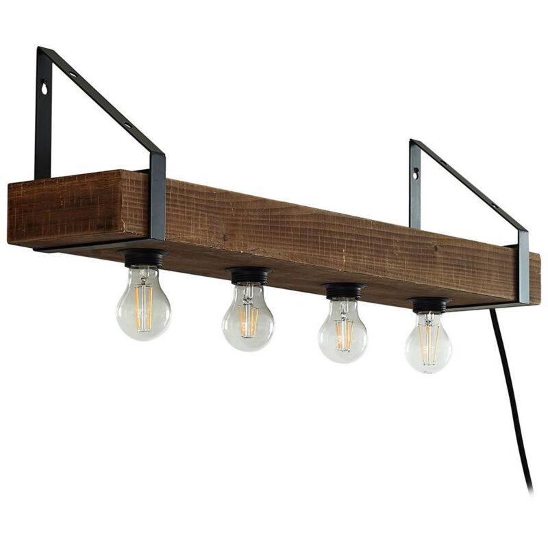foto del prodotto lindby applique vatana, legno, spina, porta usb, 80 cm
