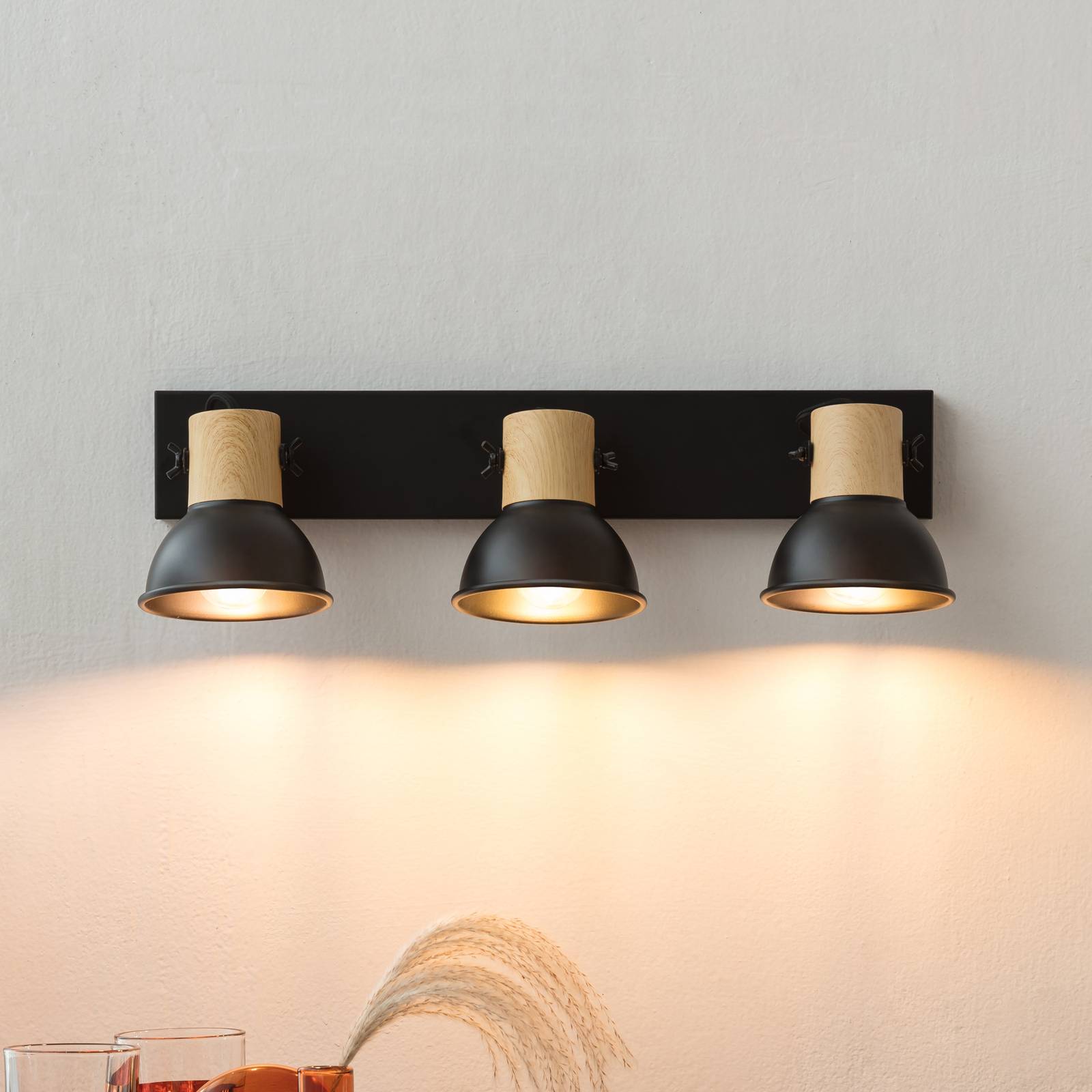 foto del prodotto lindby bosko faretto, nero, 3 luci, lungo