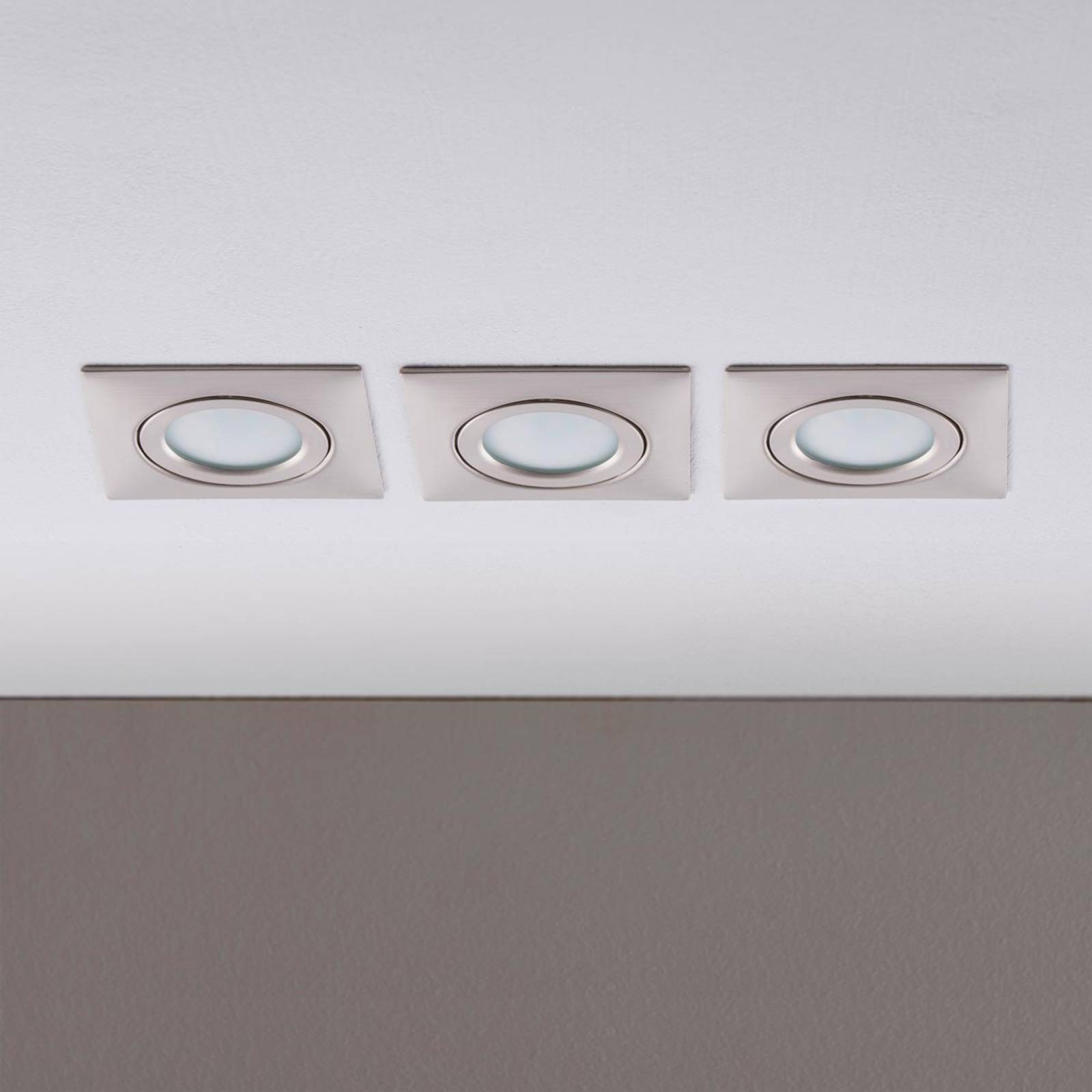 foto del prodotto lindby faretto led da incasso andrej, angolare, nichel, set da 3