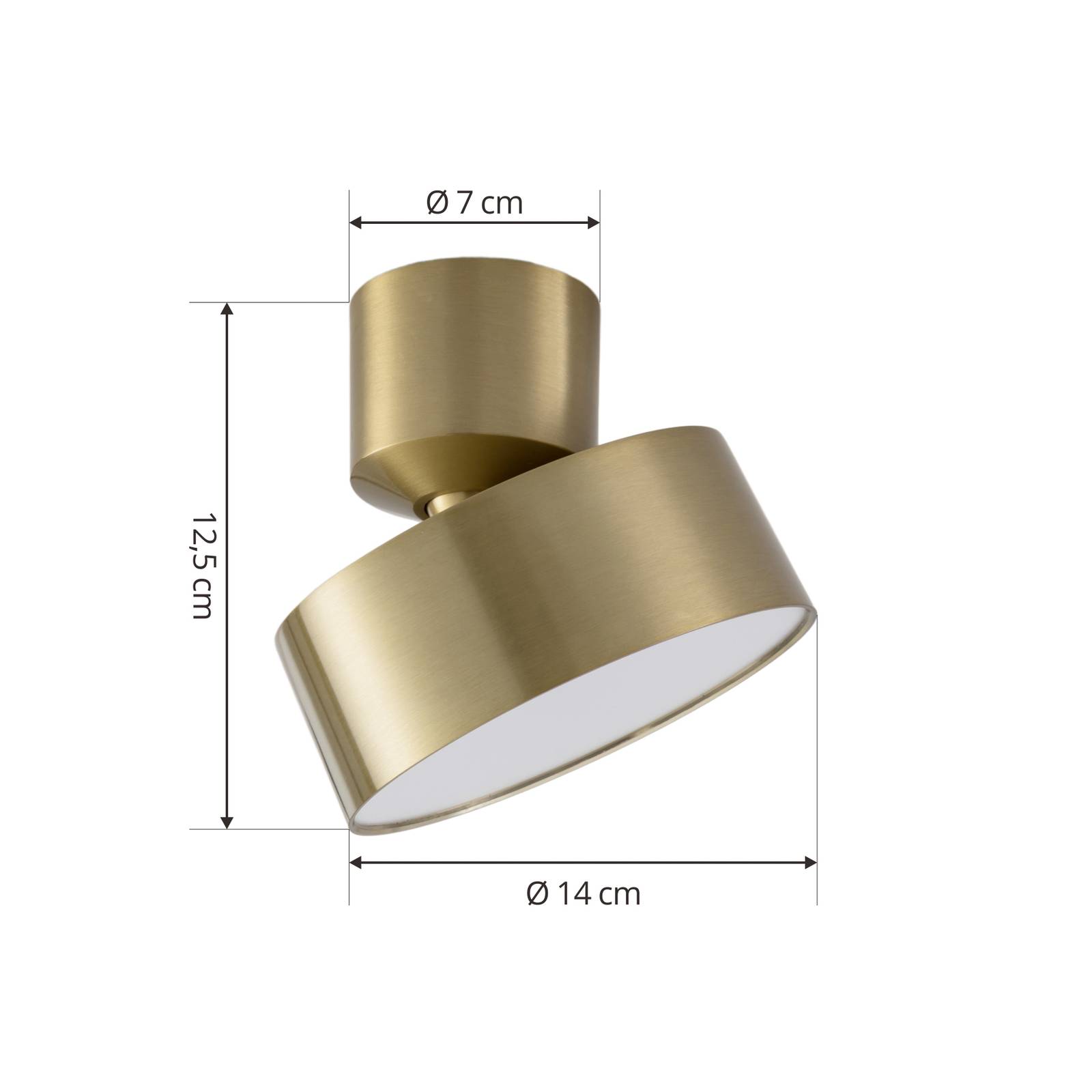 foto del prodotto lindby faretto led nivoria, 14 cm, color oro, orientabile