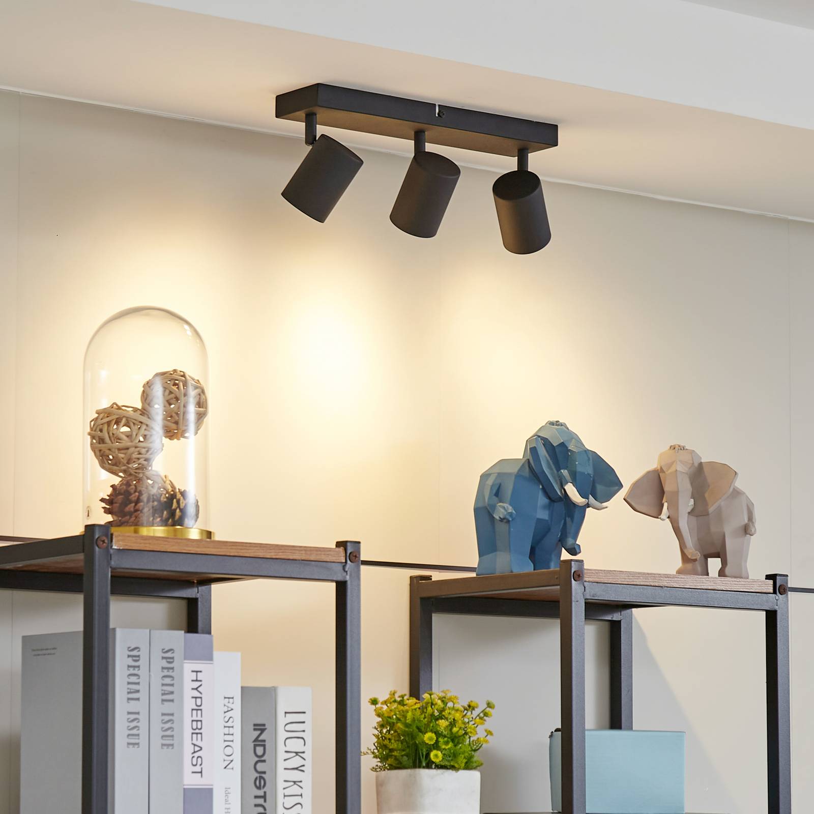 foto del prodotto lindby fatto da soffitto jorell, 35 cm, nero, a 3 luci, metallo