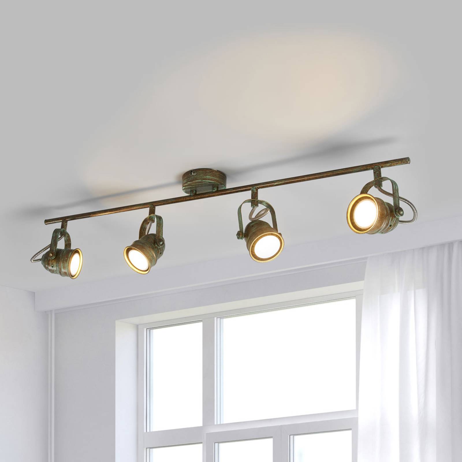foto del prodotto lindby fatto da soffitto leonor, a 4 luci, verde, metallo, 78 cm