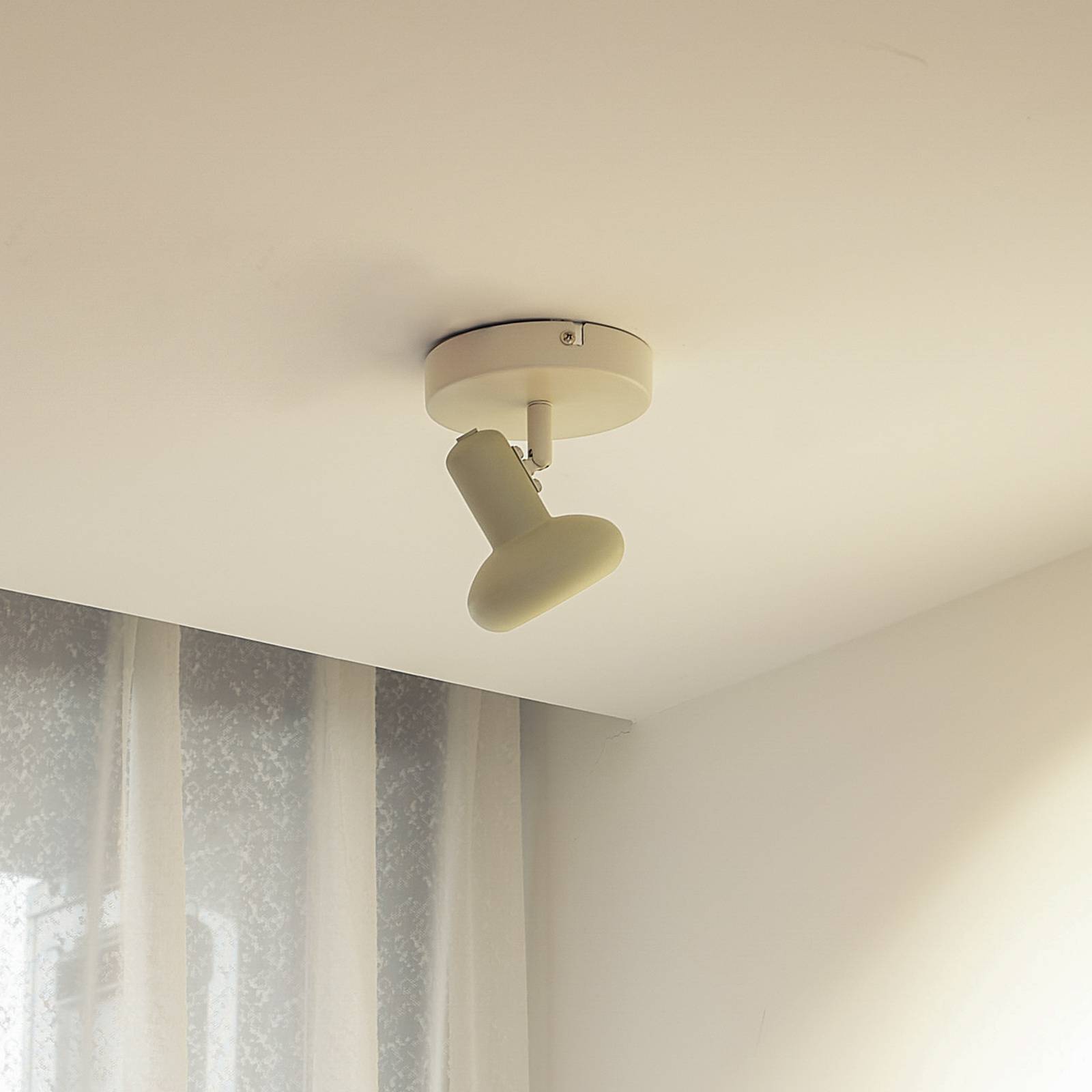 foto del prodotto lindby huby, faretto da soffitto a 1 luce, crema verde chiaro, ferro