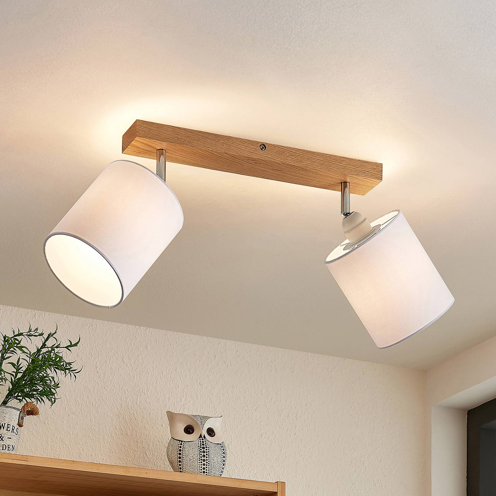 foto del prodotto lindby imarin fatto da soffitto, a 2 luci, rovere bianco
