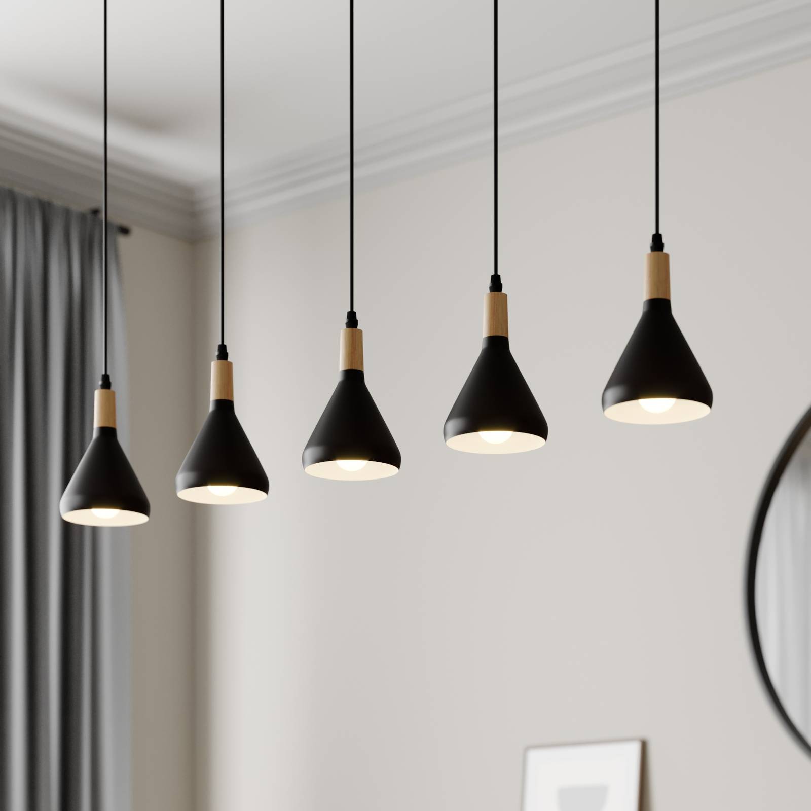 foto del prodotto lindby lampada a sospensione arina, 100 cm, nero, a 5 luci