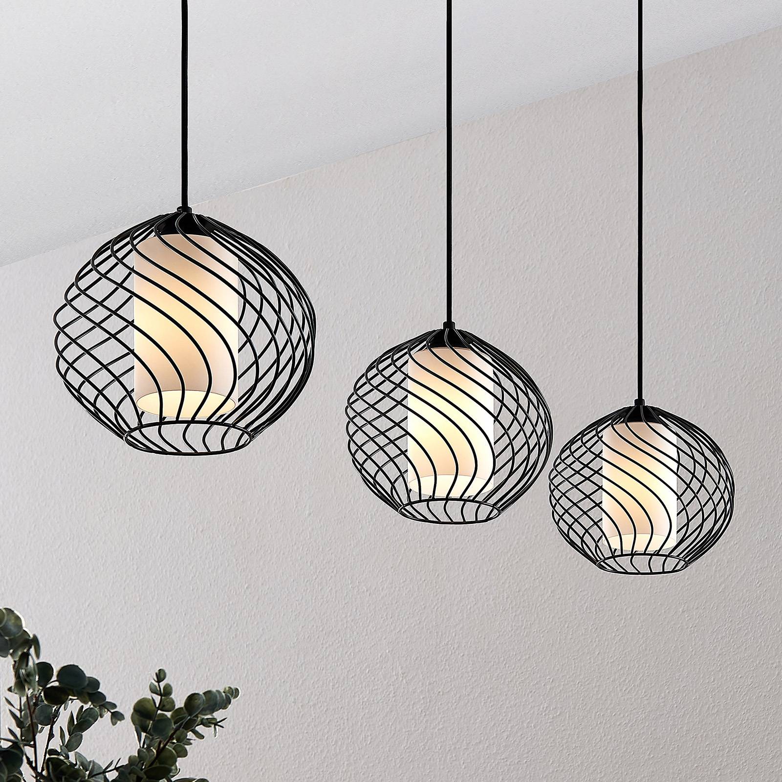 foto del prodotto lindby lampada a sospensione cedrice, a 3 luci, nero, metallo, e27