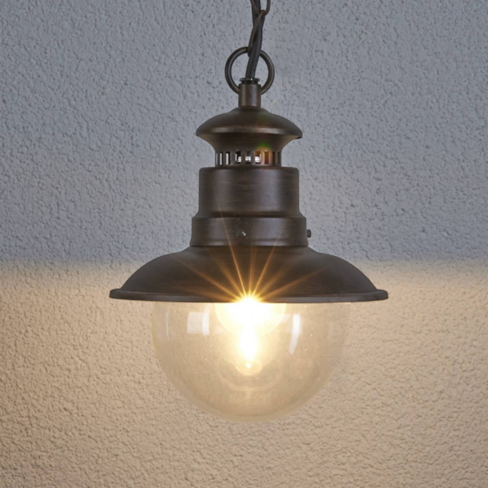 foto del prodotto lindby lampada a sospensione da esterno eddie, ruggine, metallo, ip44, e27