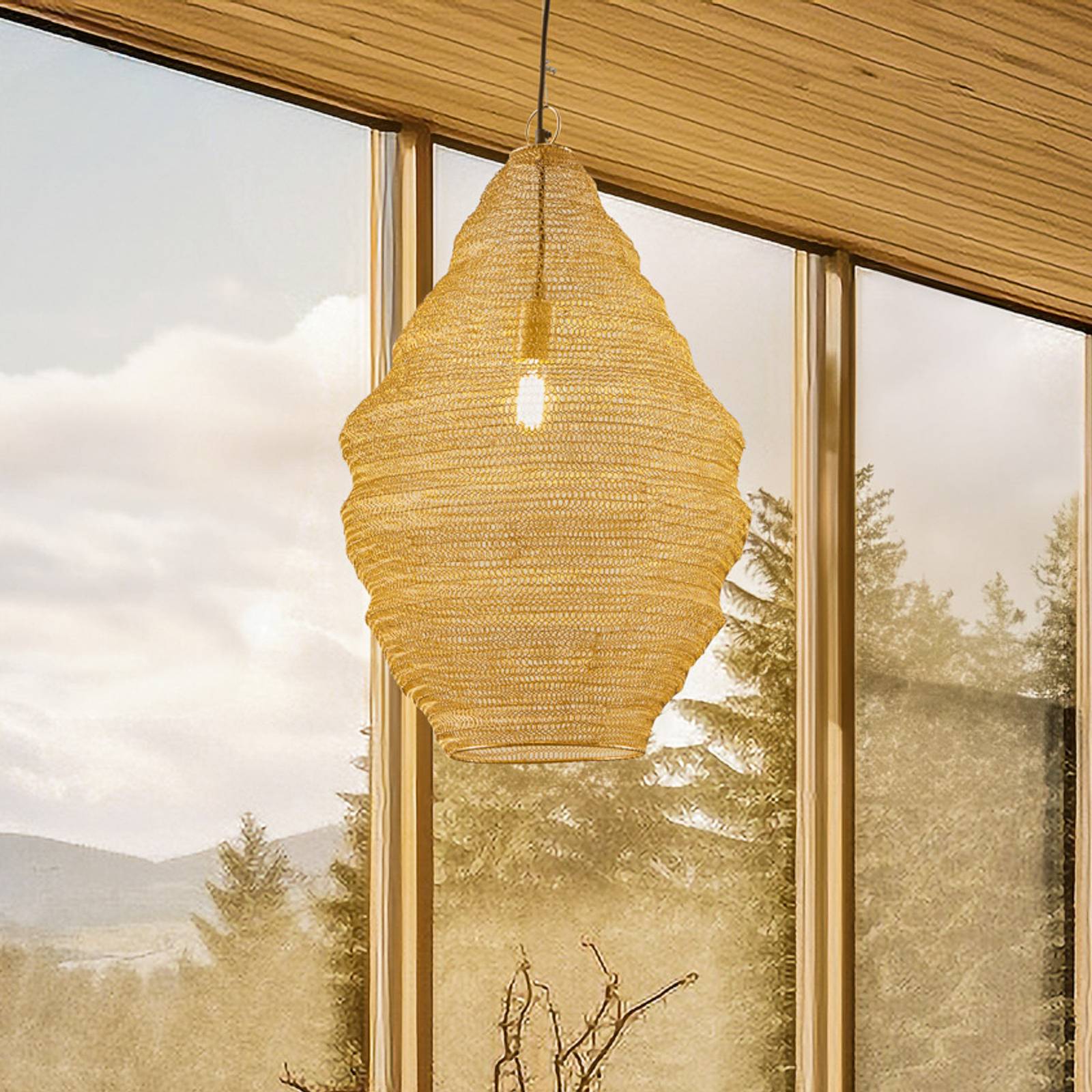 foto del prodotto lindby lampada a sospensione kaviya, 40 cm, colore oro, ferro, e27