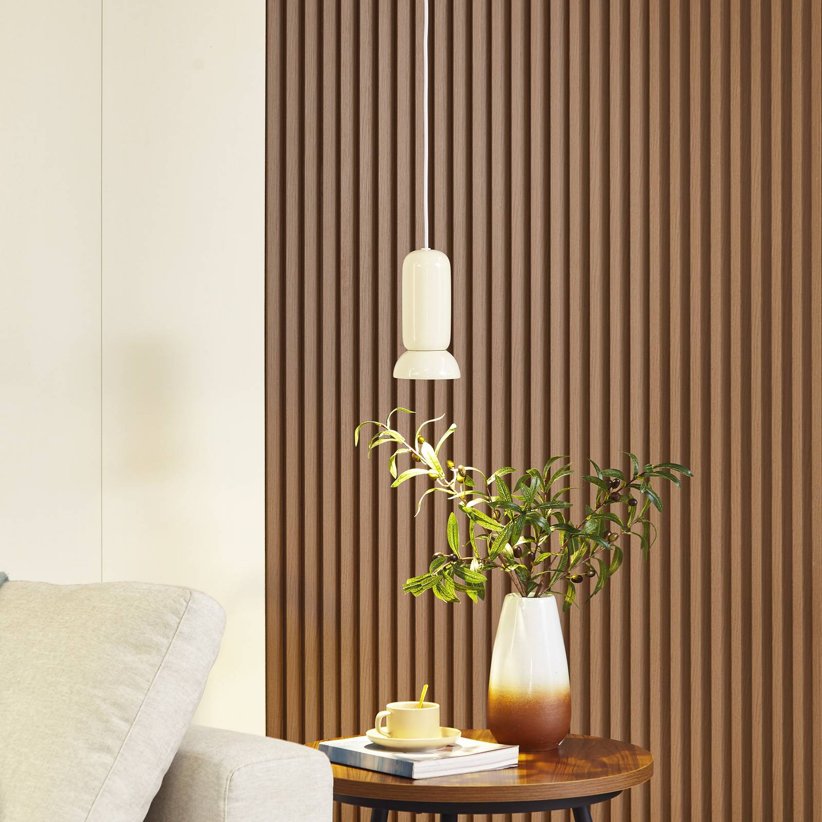 foto del prodotto lindby lampada a sospensione kerimi, crema, a 1 luce