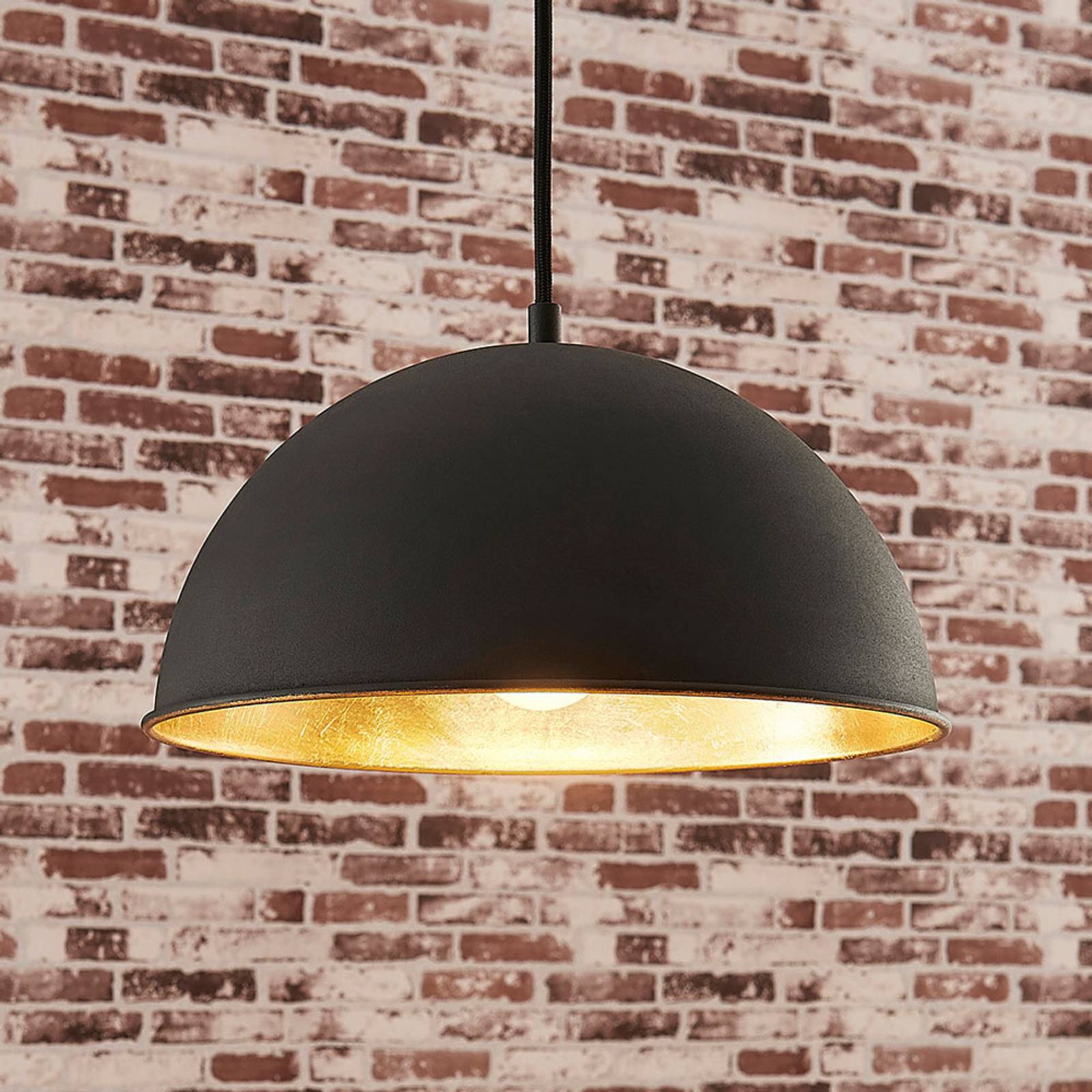 foto del prodotto lindby lampada a sospensione leya, nero oro, metallo, 30 cm, e27