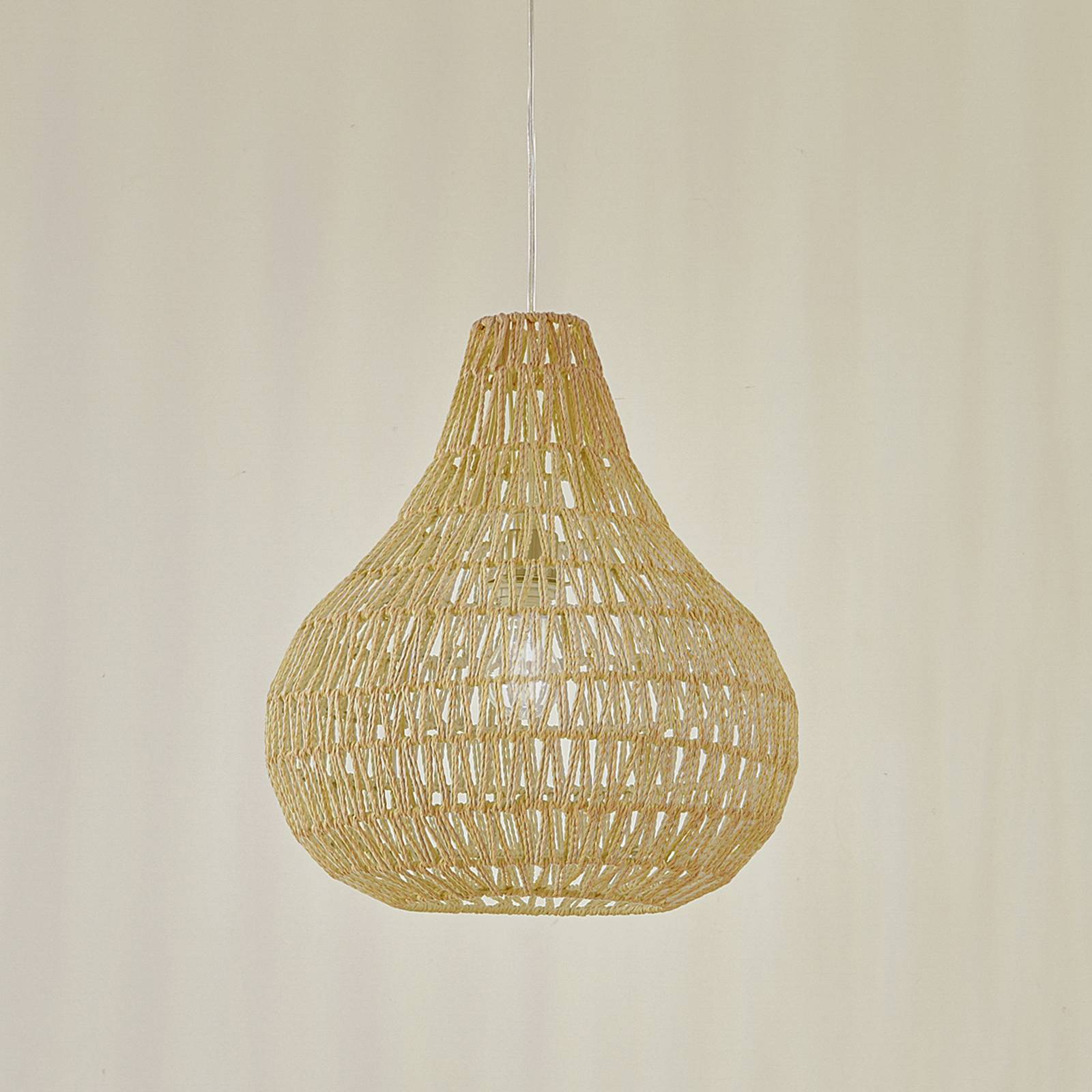 foto del prodotto lindby lampada a sospensione miryam, corda di canapa naturale, 40 cm
