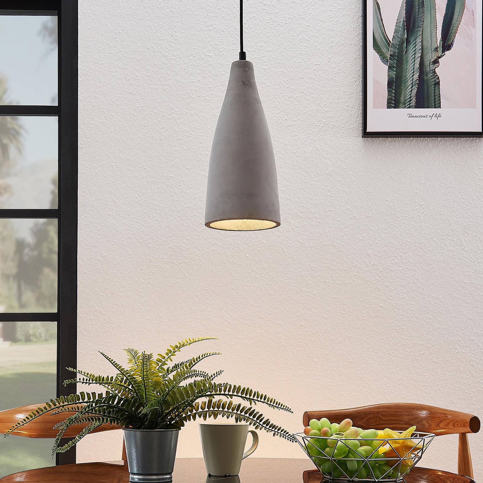 foto del prodotto lindby lampada a sospensione sanne, grigio, cemento, 15 cm, e27