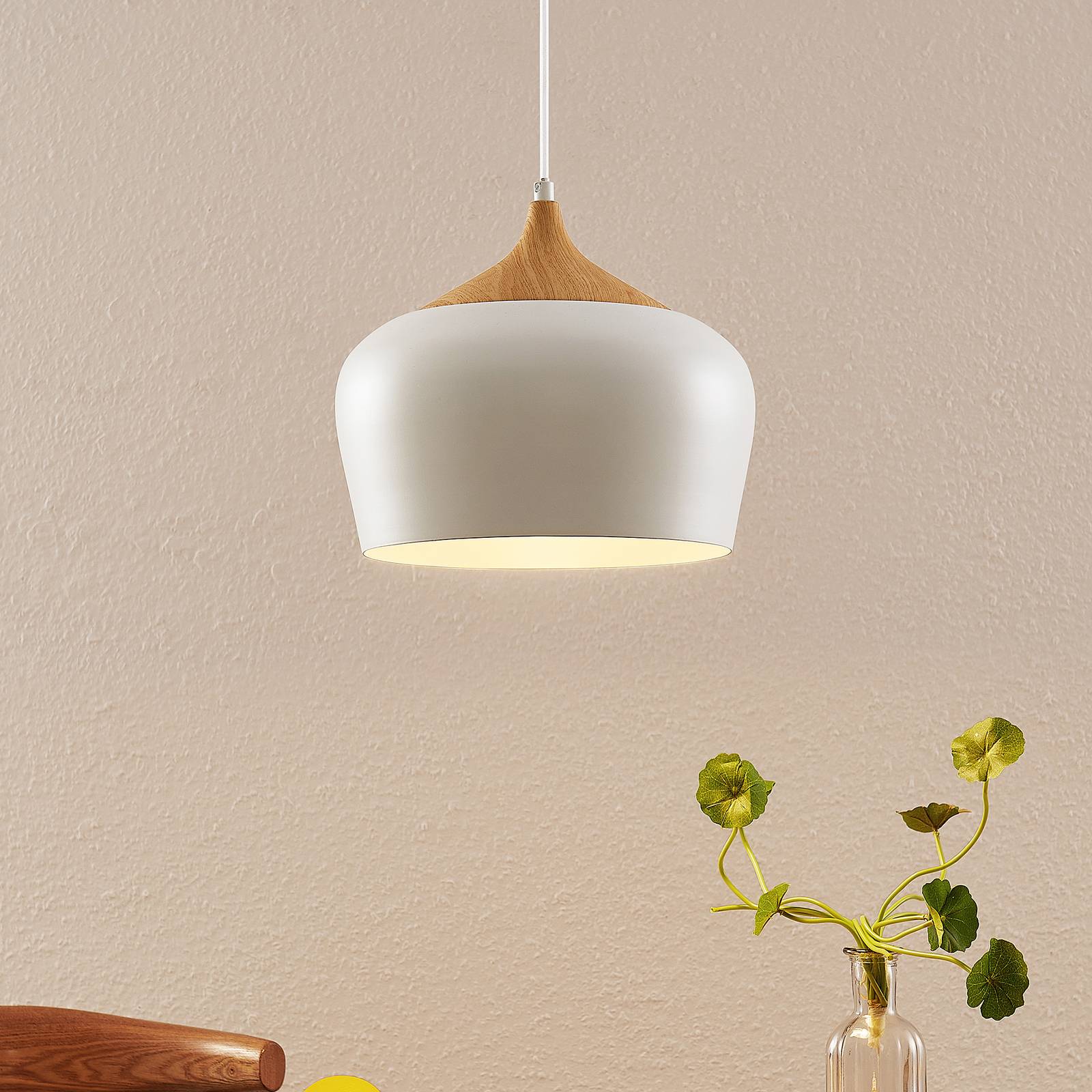foto del prodotto lindby lampada a sospensione vilsera, bianco, metallo/legno, 26 cm, e27