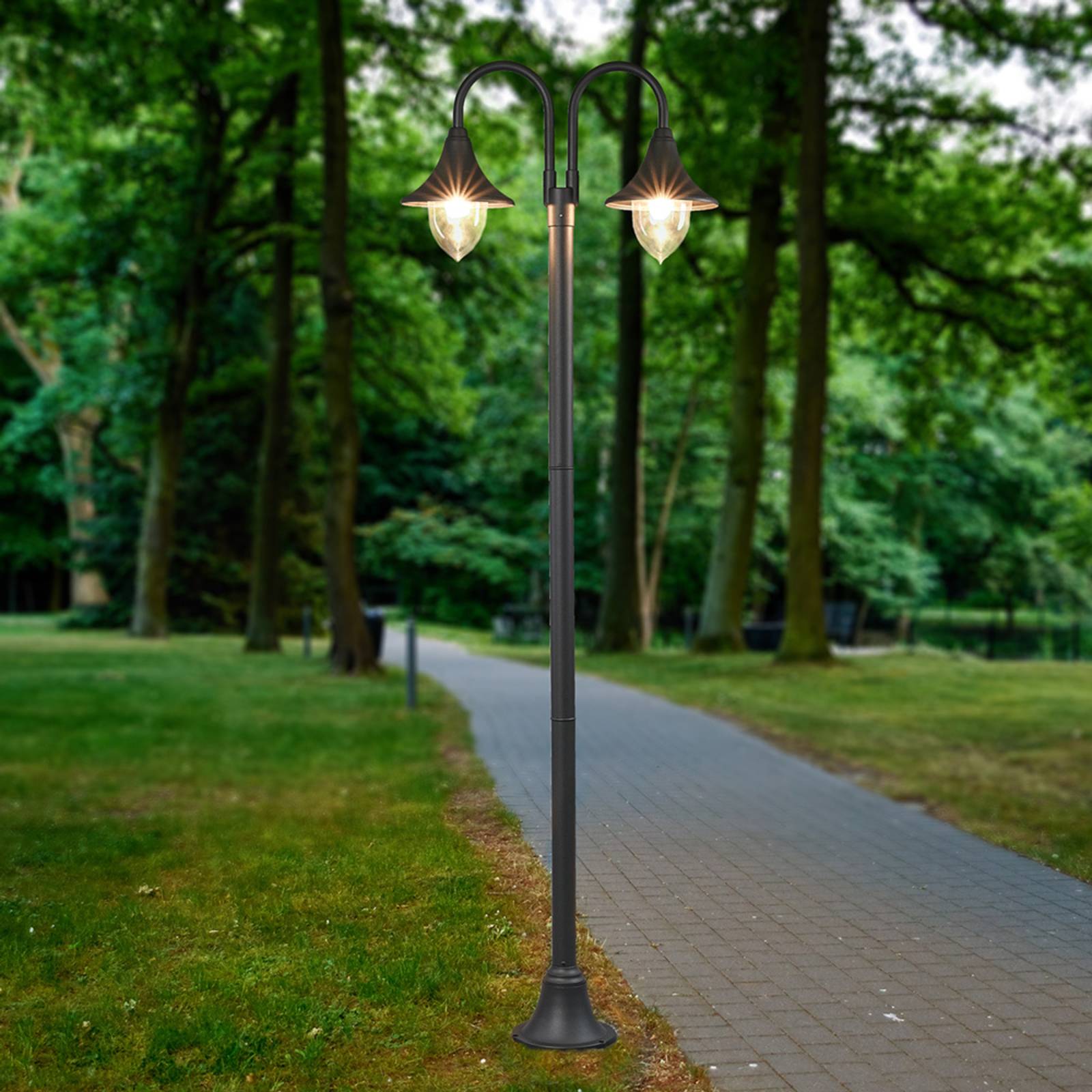 foto del prodotto lindby lampada da esterno madea, grigio, a 2 luci, 212 cm, e27, ip44