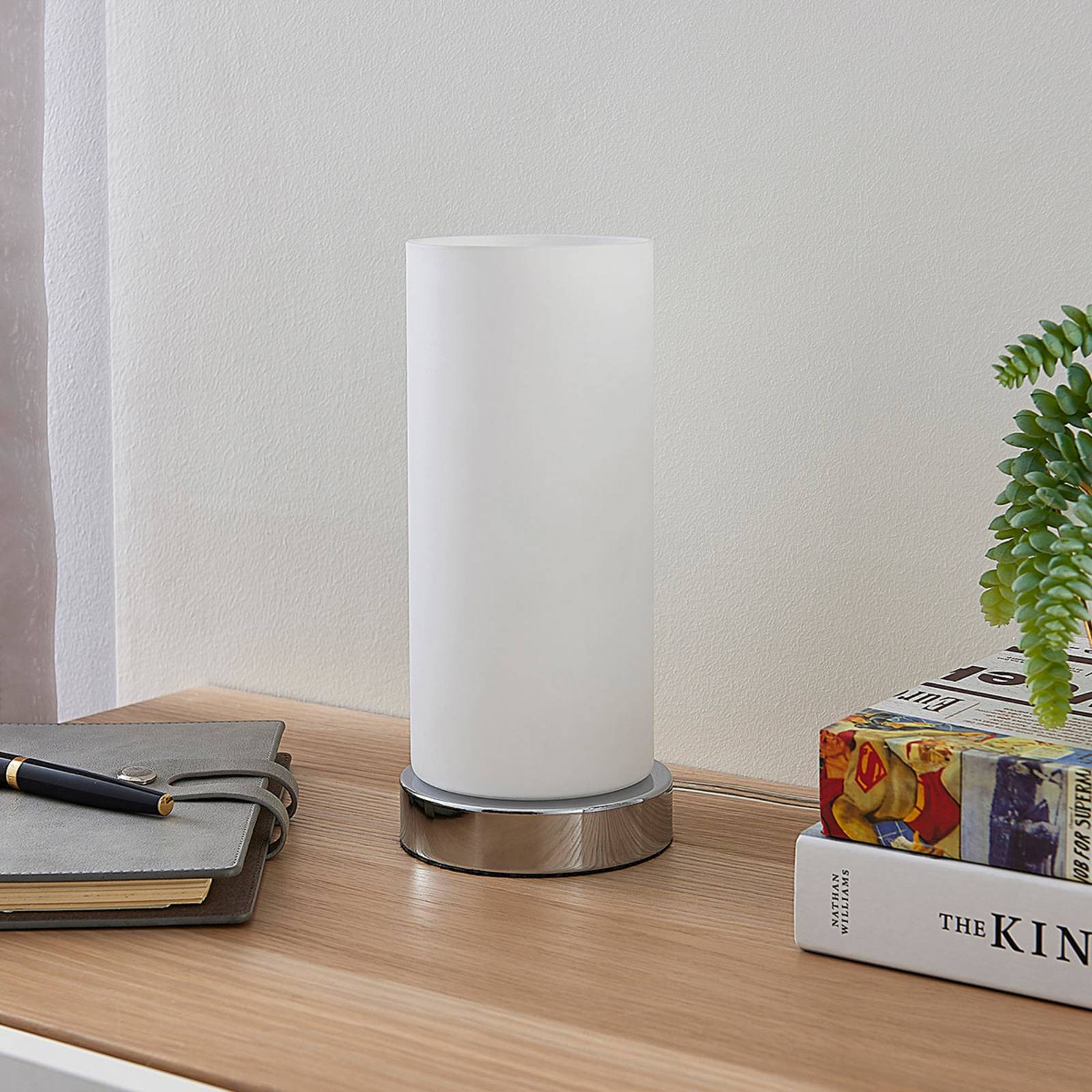 foto del prodotto lindby lampada da tavolo elianna, bianco, vetro, 24 cm, dimmerabile, e14