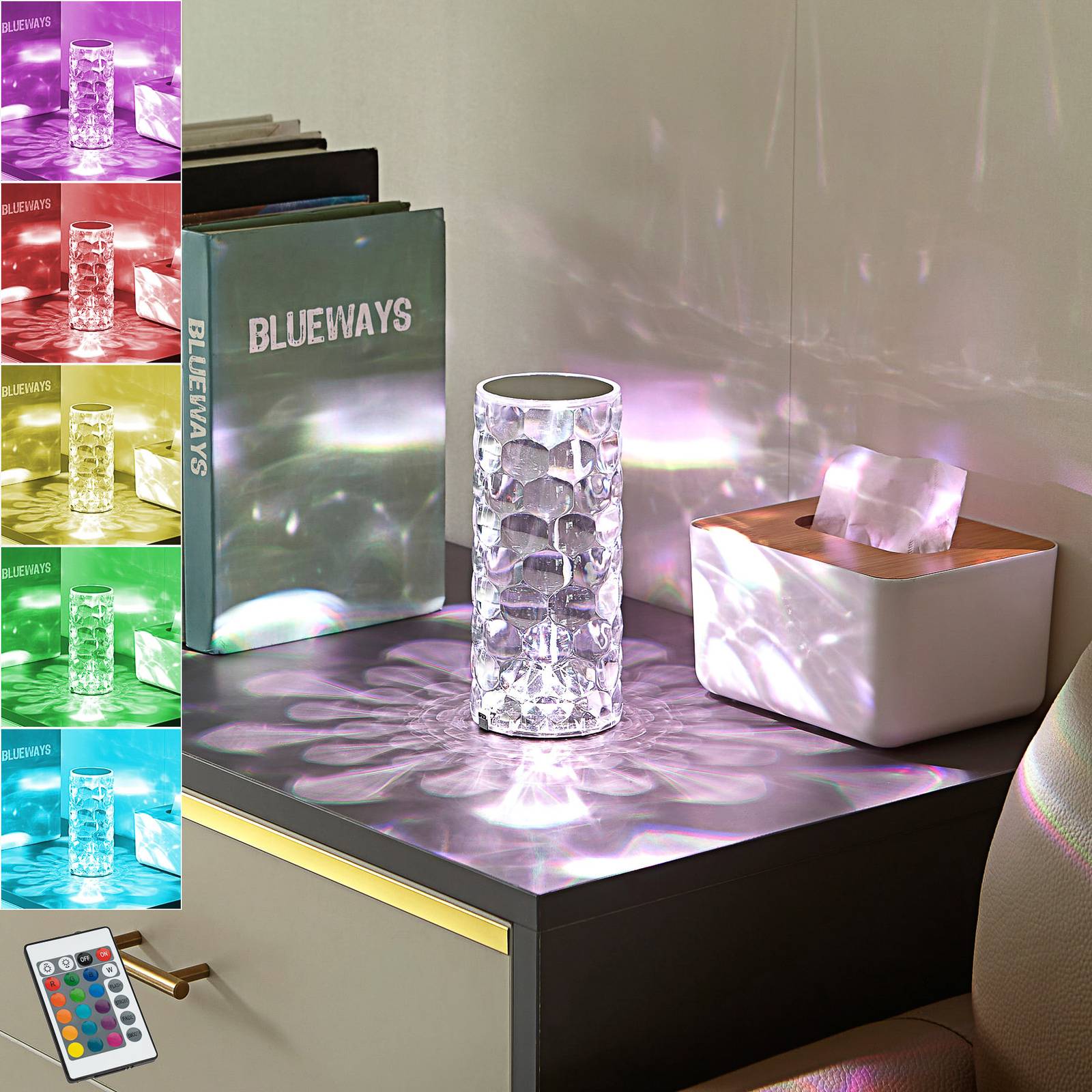 foto del prodotto lindby lampada da tavolo led louane, 18,5 cm, usb, rgbw