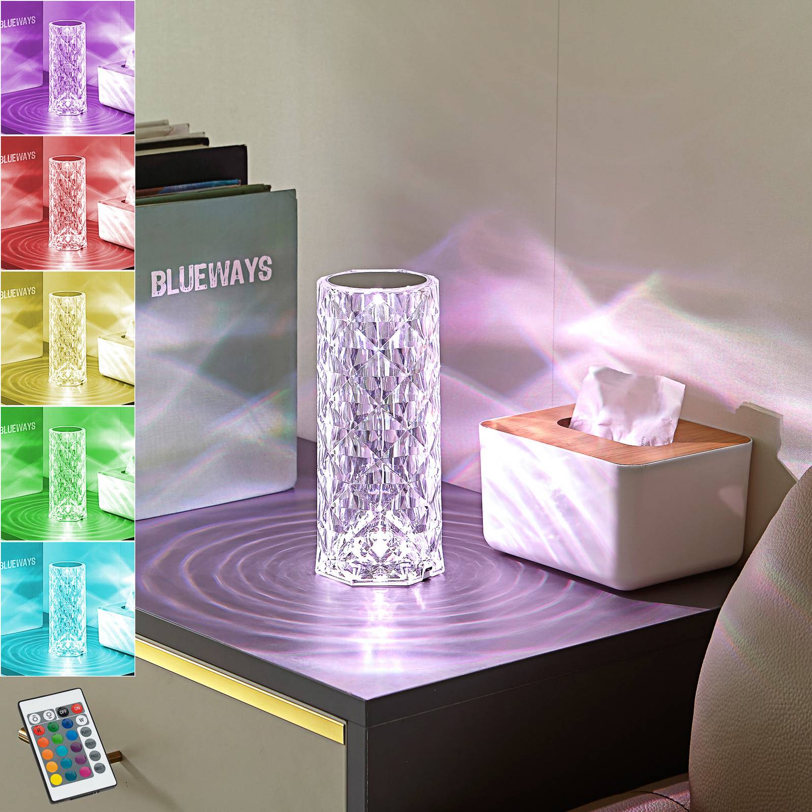 foto del prodotto lindby lampada da tavolo led louane, 21,5 cm, usb, rgbw