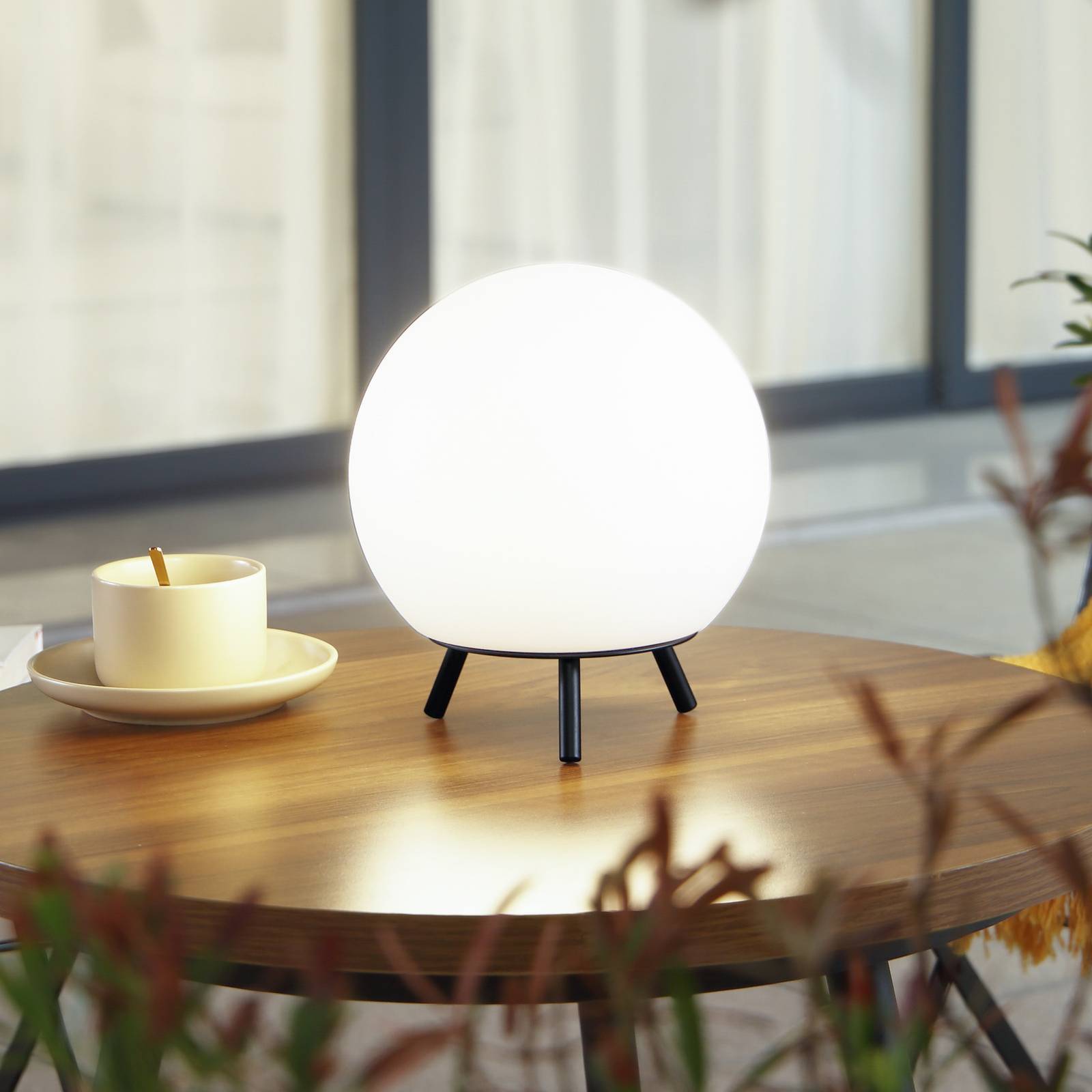 foto del prodotto lindby lampada da tavolo ricaricabile a led aurilia, bianco nero, ferro,