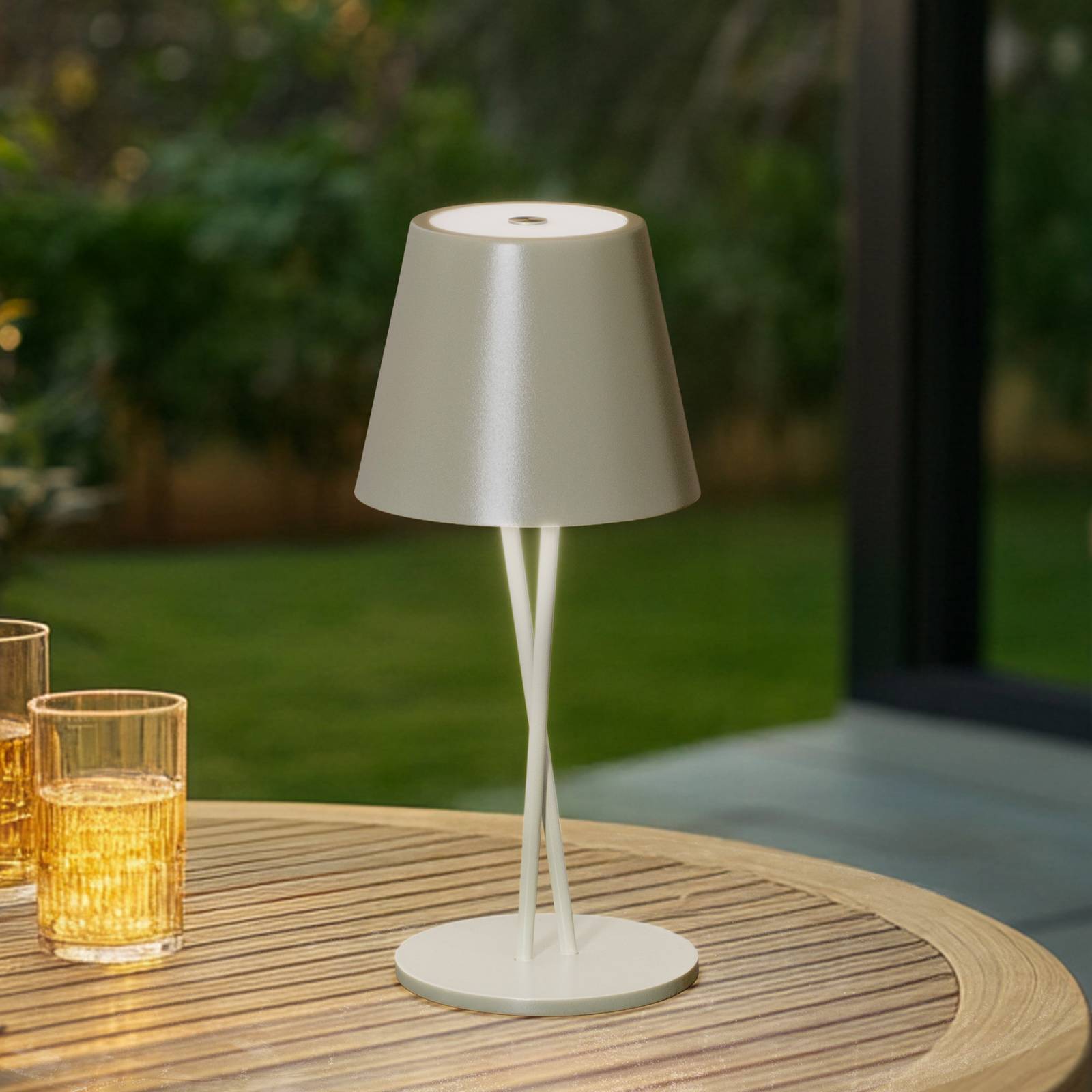 foto del prodotto lindby lampada da tavolo ricaricabile a led janea cross, verde, metallo