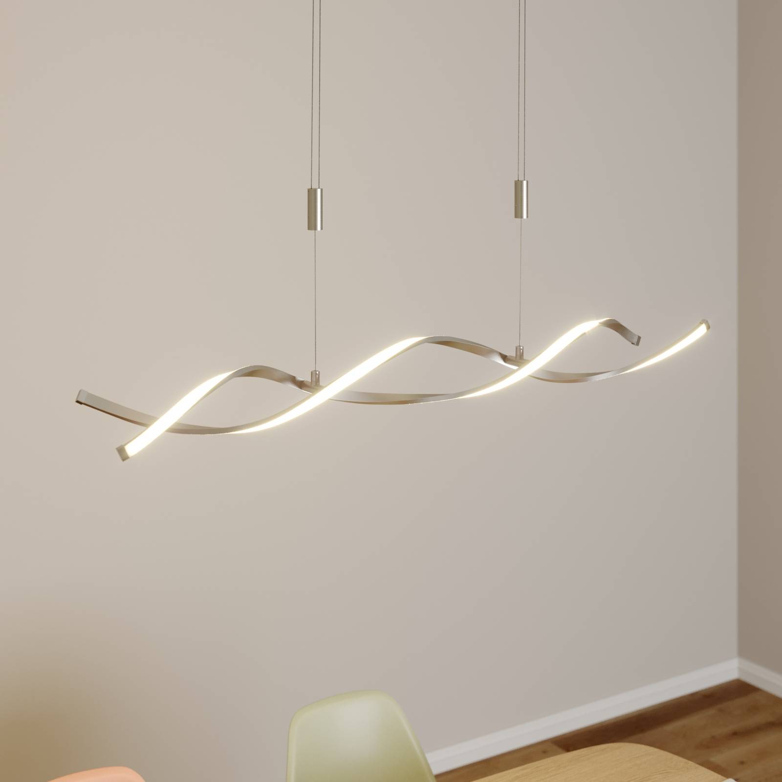 foto del prodotto lindby lampada led a sospensione auron, color nichel, metallo, dimmerabile