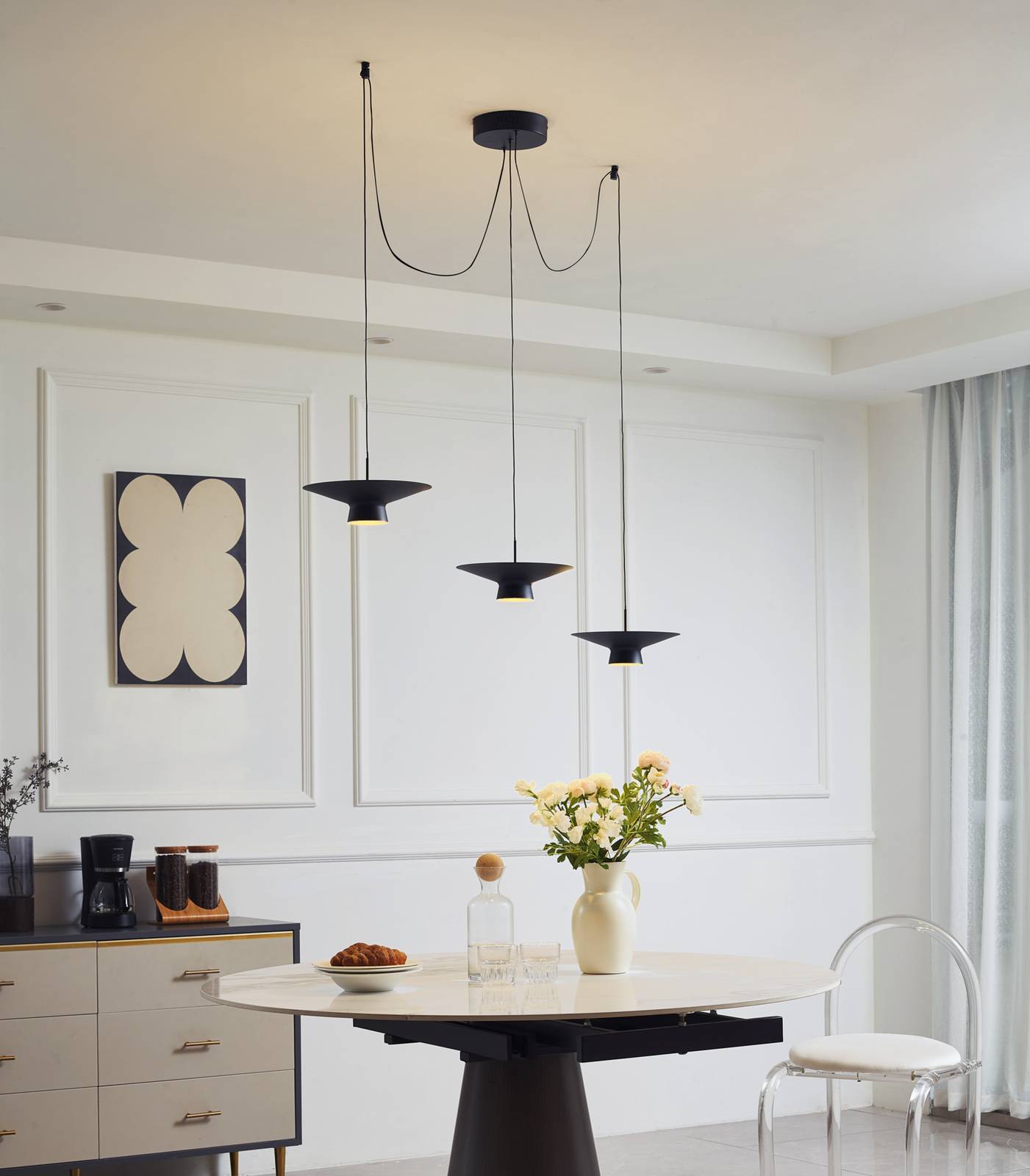 foto del prodotto lindby lampada led a sospensione norvind, a 6 luci, nero, metallo
