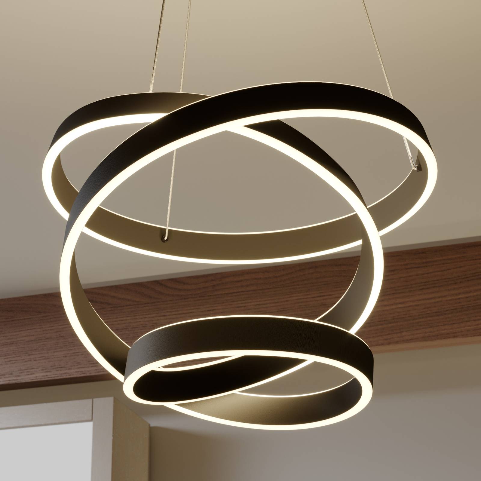 foto del prodotto lindby lampada led a sospensione olada, nera, metallo, 51 cm