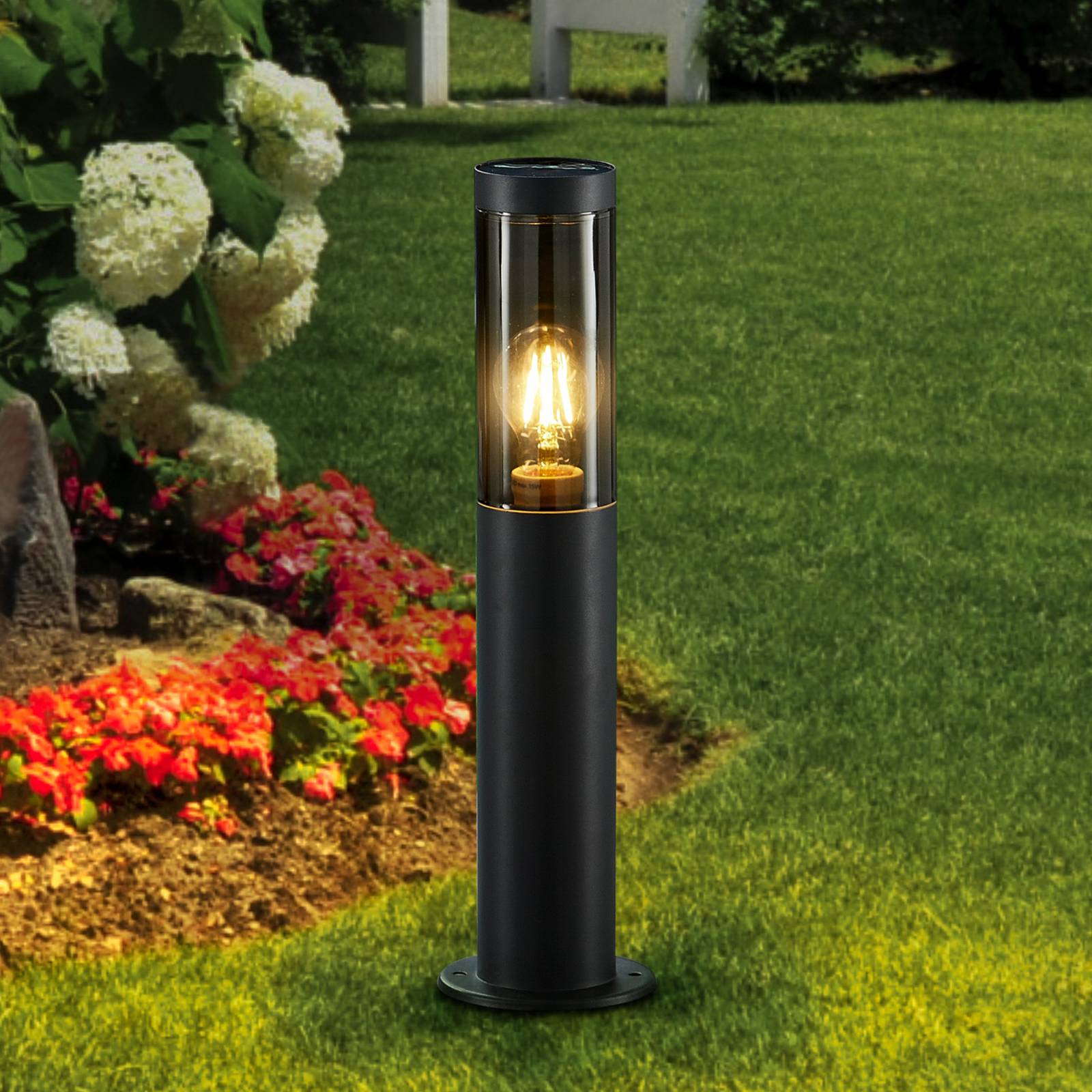 foto del prodotto lindby lampioncino statius, antracite, ferro, 45 cm