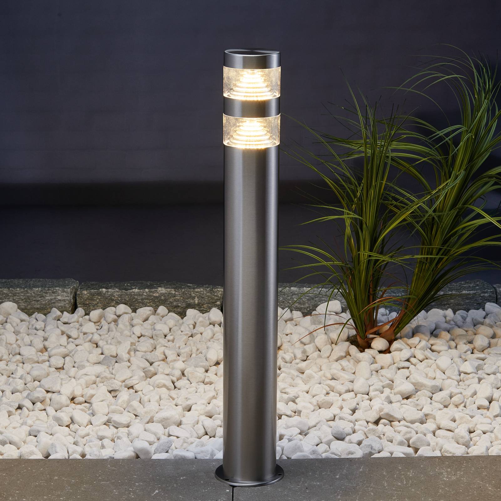 foto del prodotto lindby lampione a led lanea, 60 cm, grigio, acciaio inox, ip44