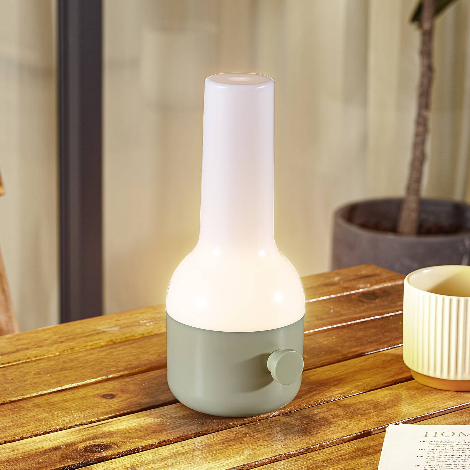 foto del prodotto lindby led lampada da tavolo ricaricabile per esterni isaline, verde,