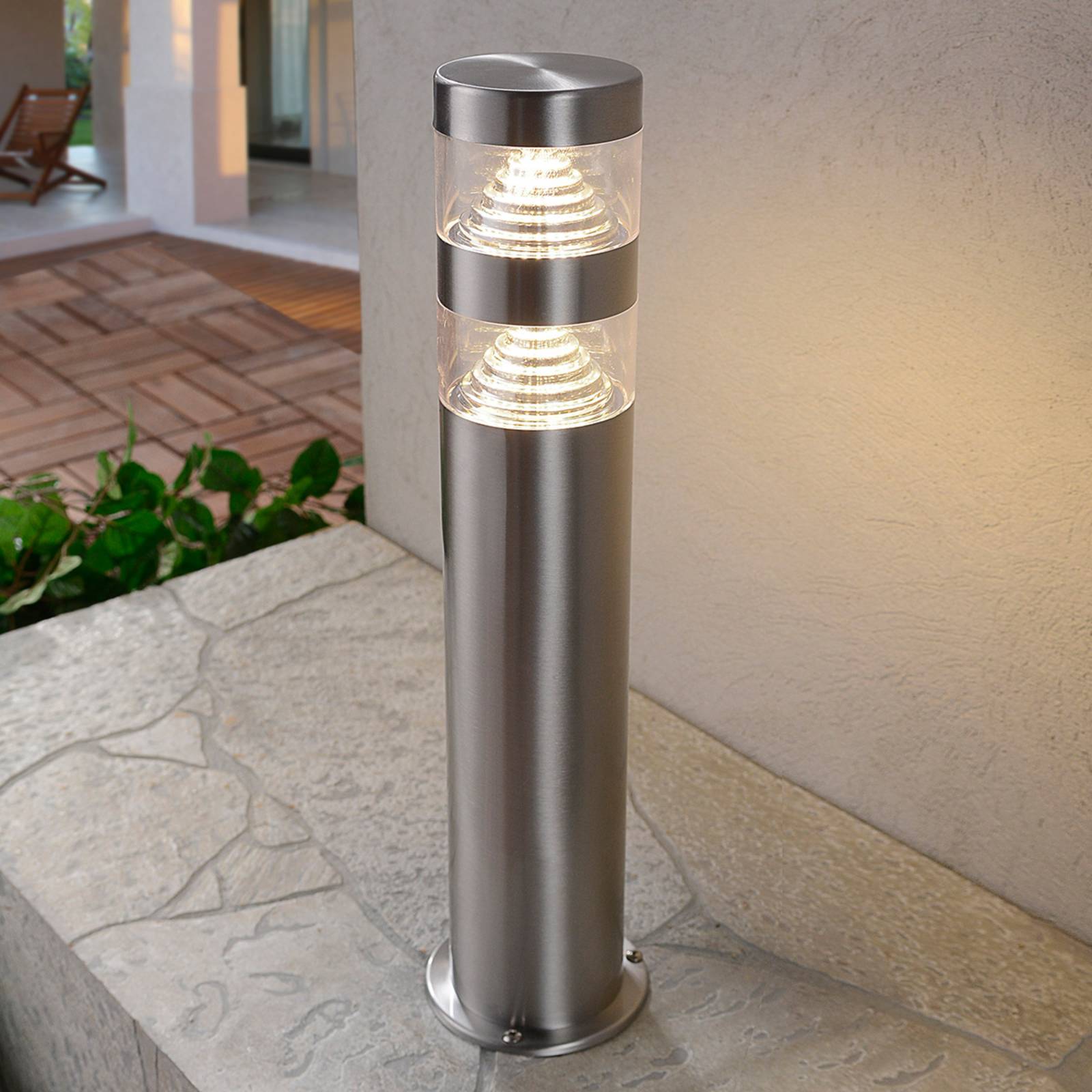 foto del prodotto lindby led lanea in grigio da acciaio inox