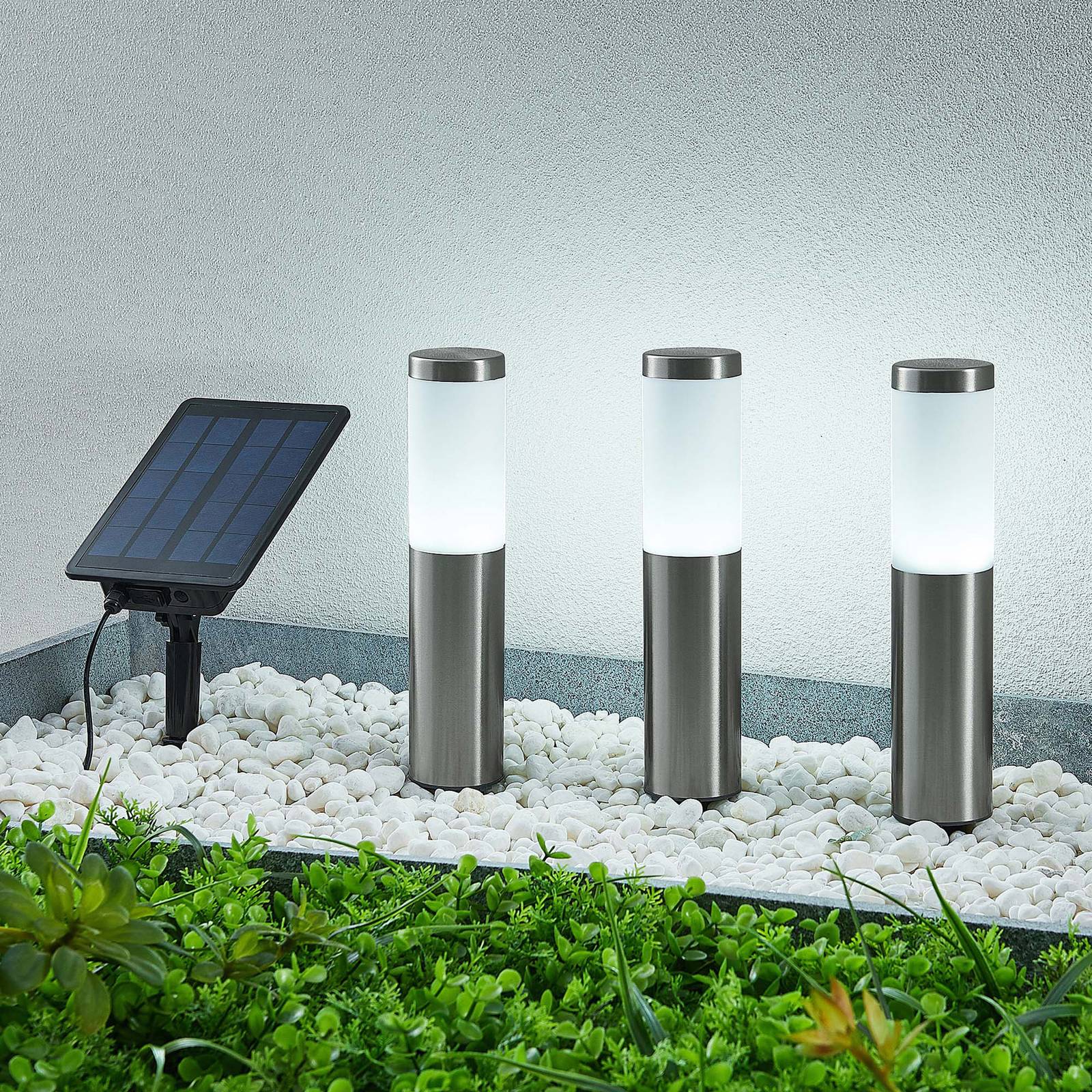 foto del prodotto lindby lexiane lampade led solari, set da 3, acciaio inossidabile