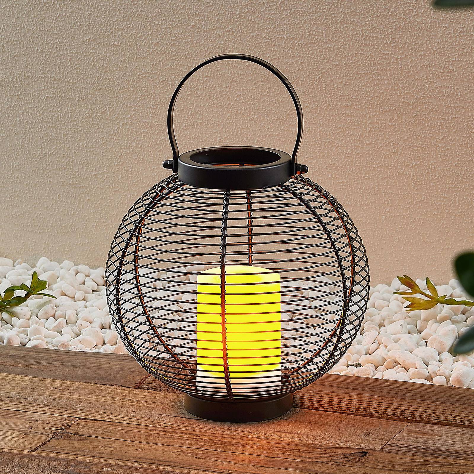 foto del prodotto lindby mairuna lanterna led solare, nero, 22,7 cm