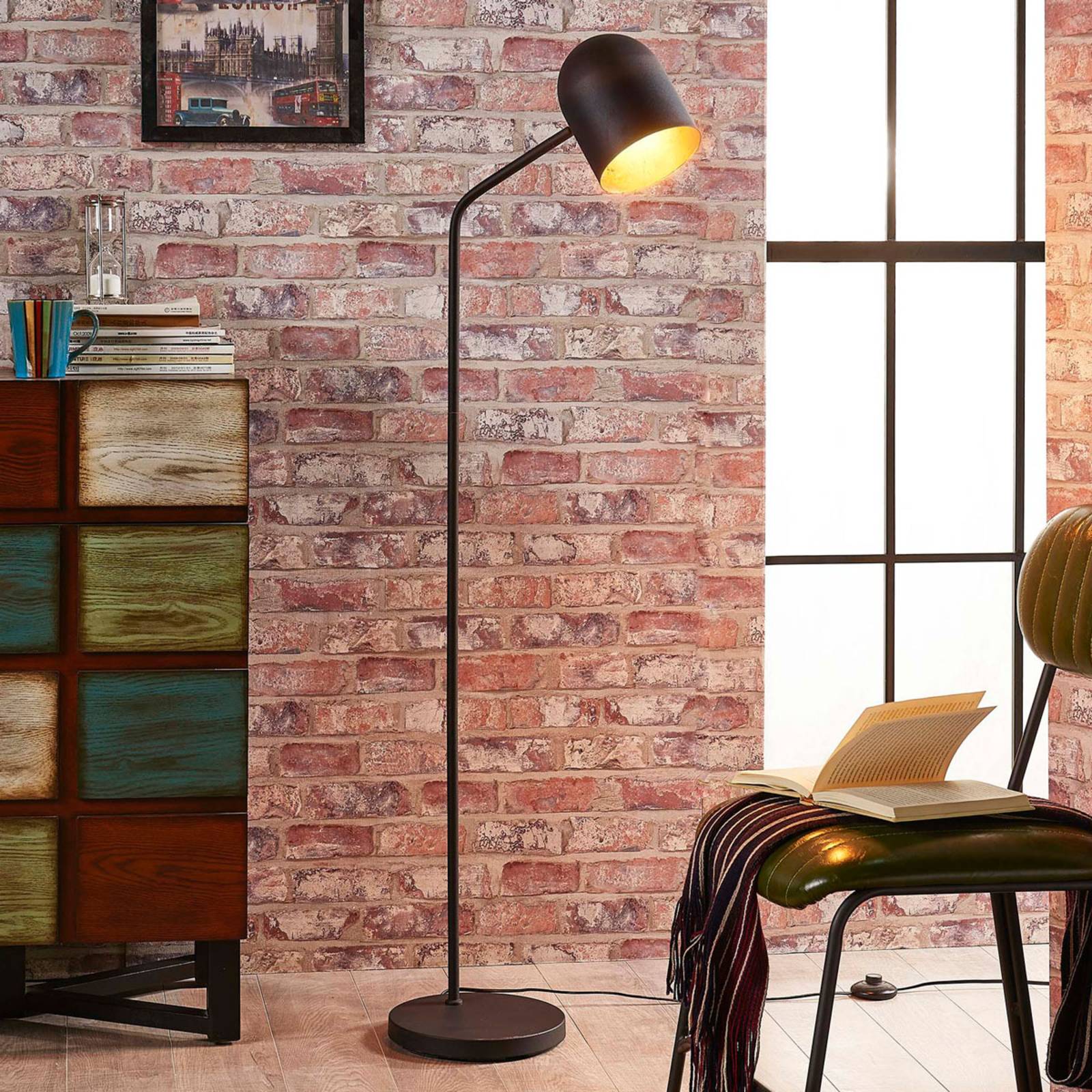 foto del prodotto lindby morik, lampada a 1 luce, nero oro, metallo