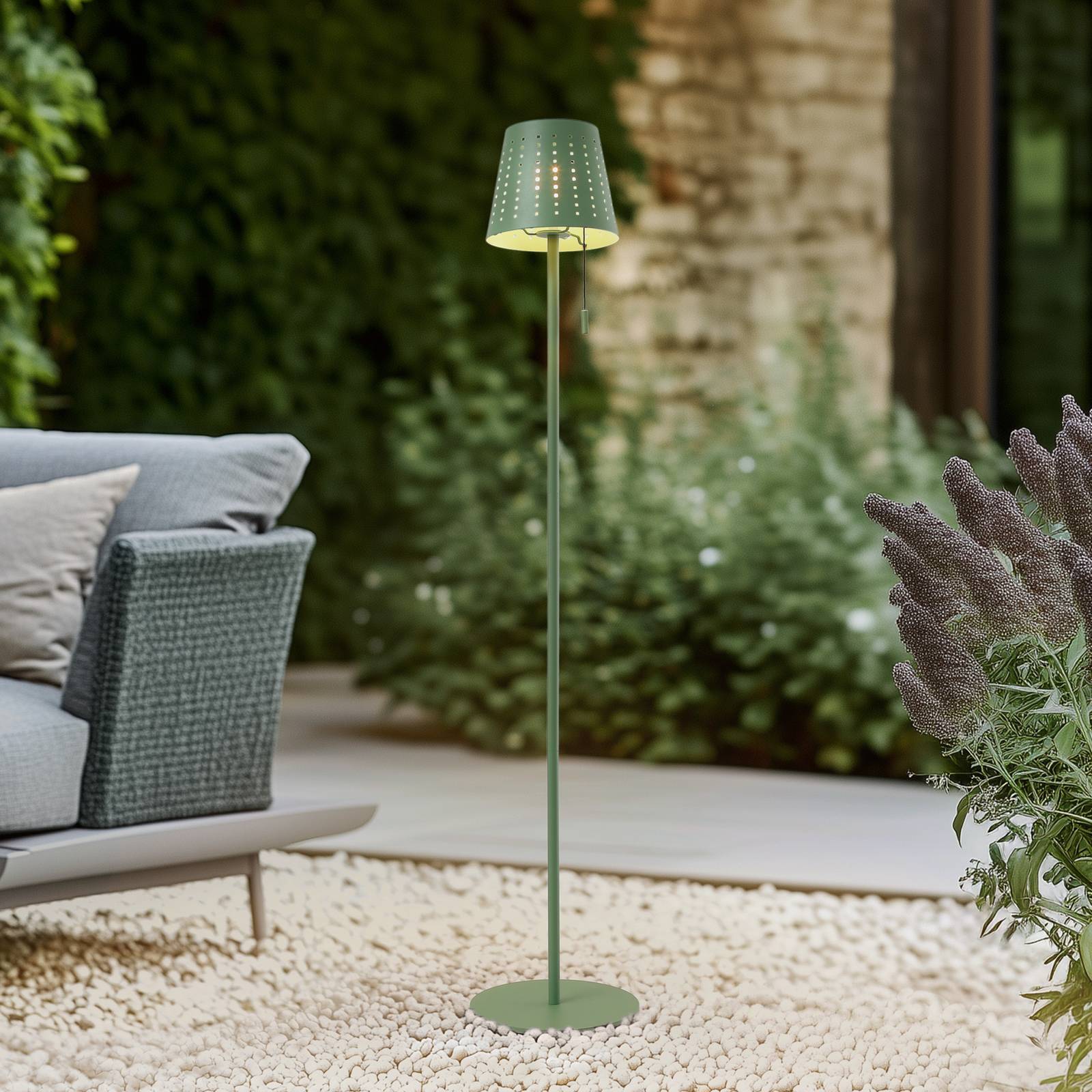 foto del prodotto lindby piantana led hilario, verde, ferro, batteria ricaricabile