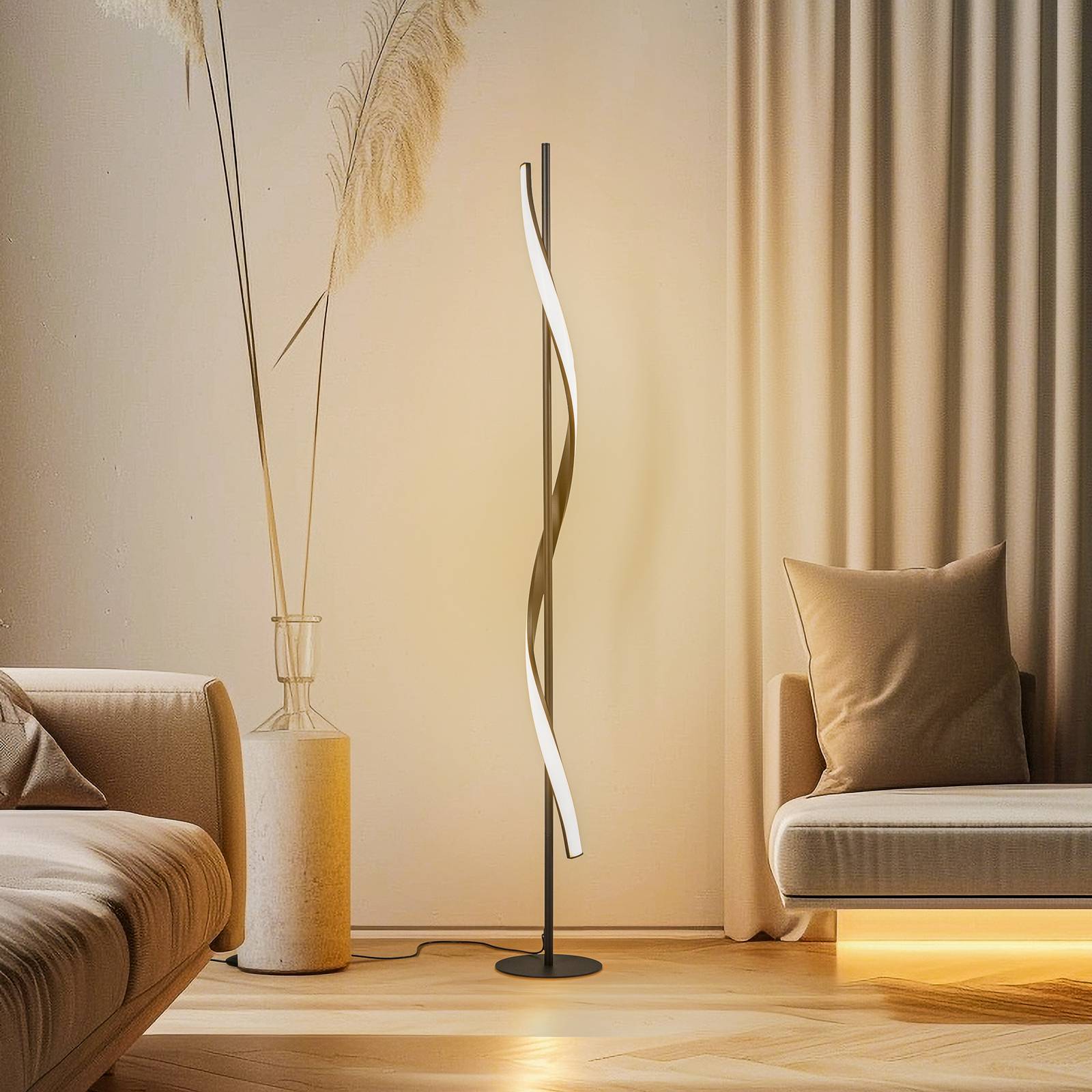 foto del prodotto lindby piantana led munja, nero, metallo, dimmerabile