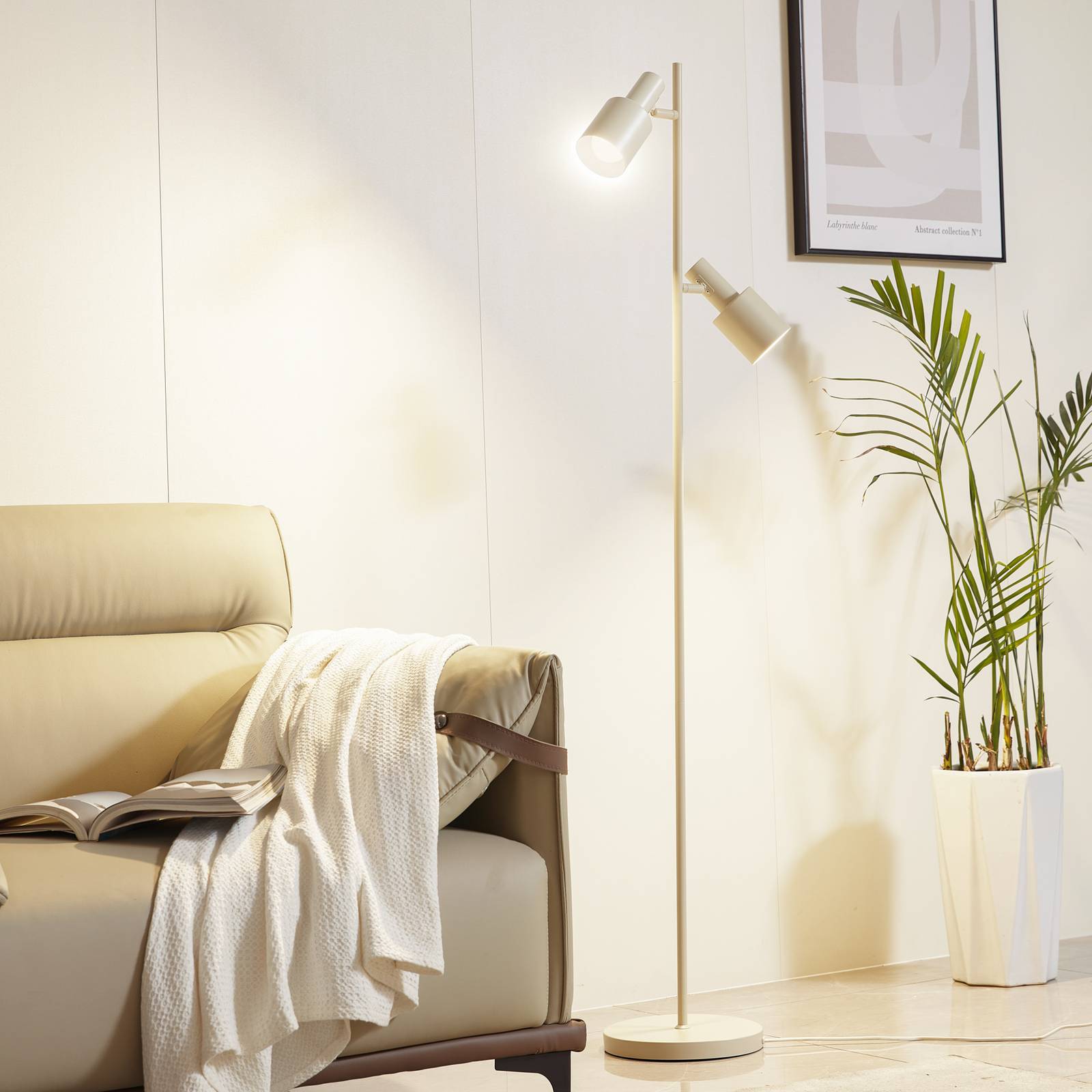 foto del prodotto lindby piantana ovelia, beige, metallo, e27