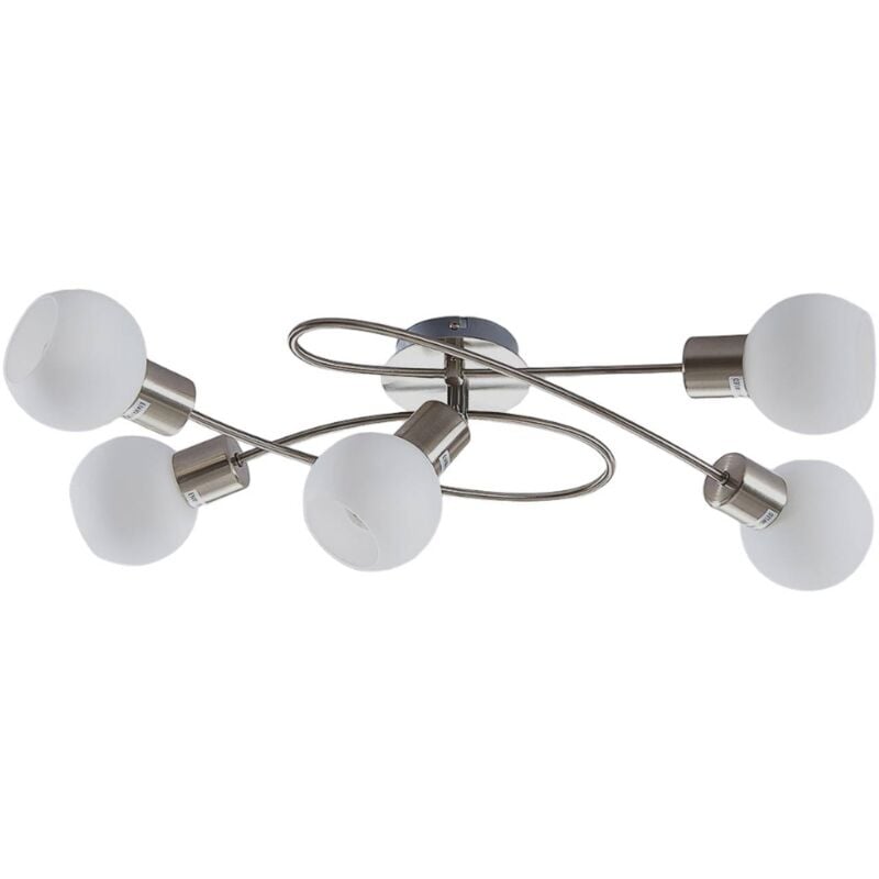 foto del prodotto lindby plafoniera elaina, 65 cm, a 5 luci, nichel, vetro, e14