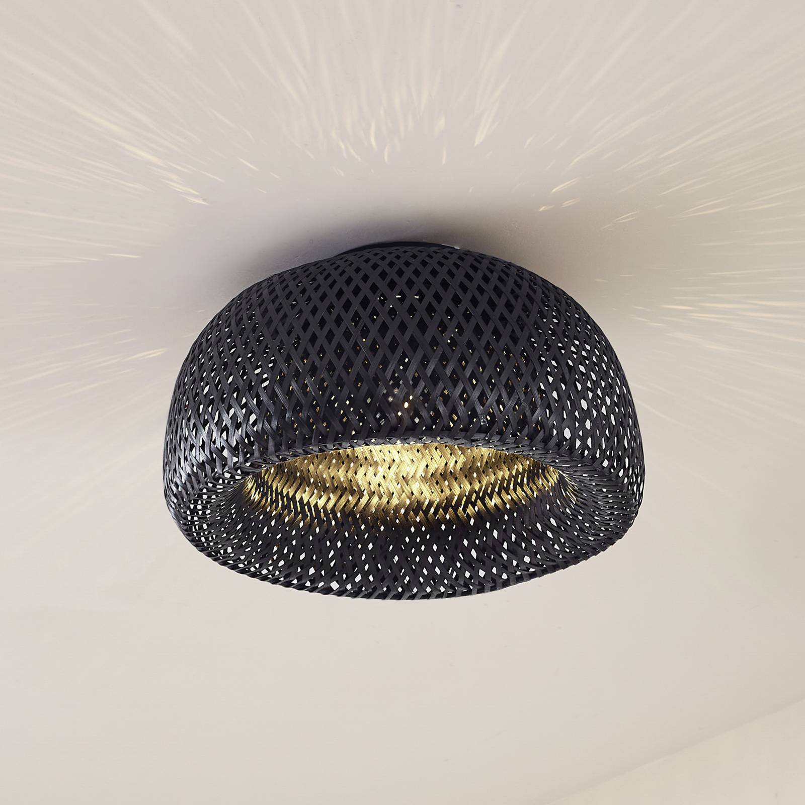 foto del prodotto lindby plafoniera eskil, 1 luce, nero, 46,5 cm, bamb 