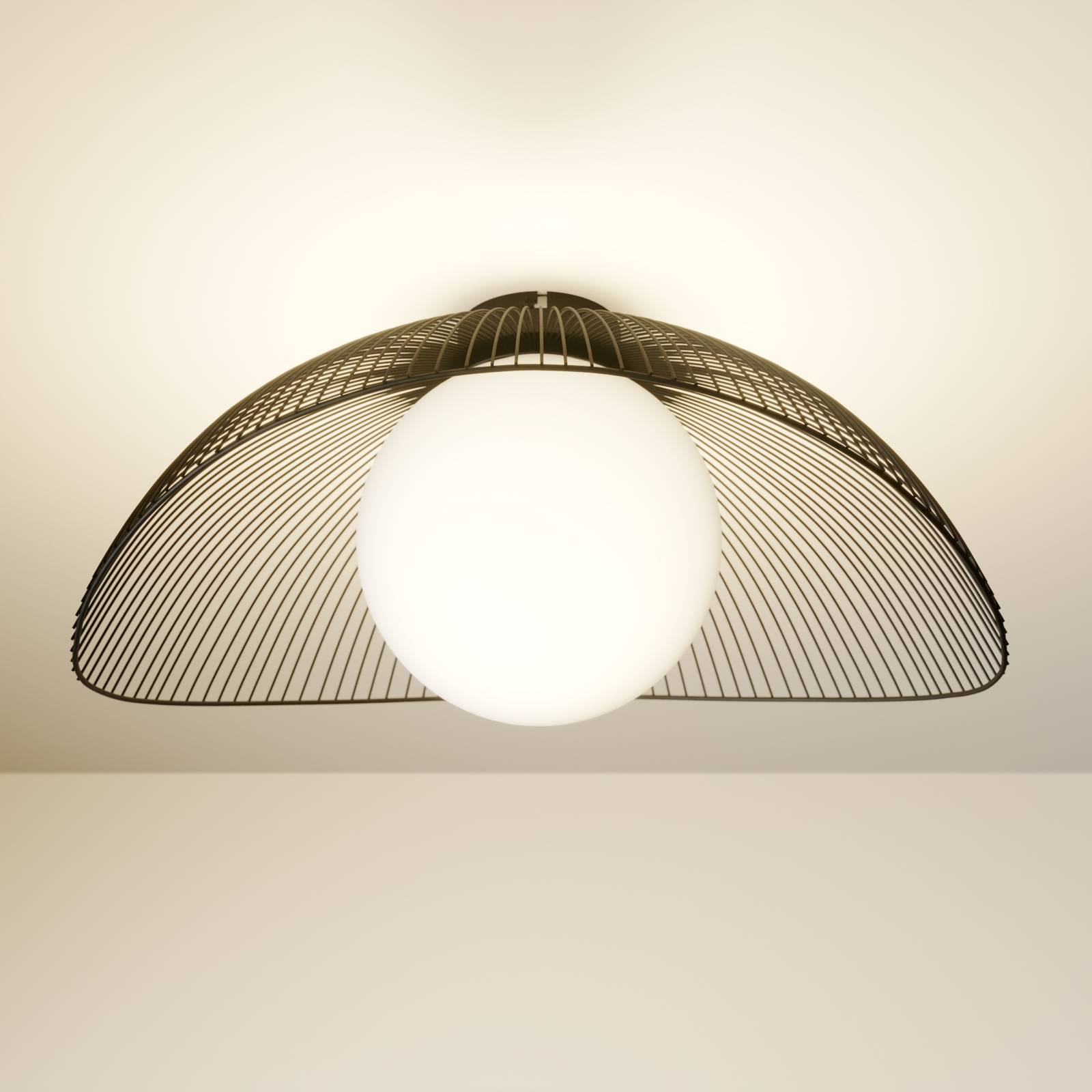 foto del prodotto lindby plafoniera fabronia, bianco nero, vetro, sfera, e27