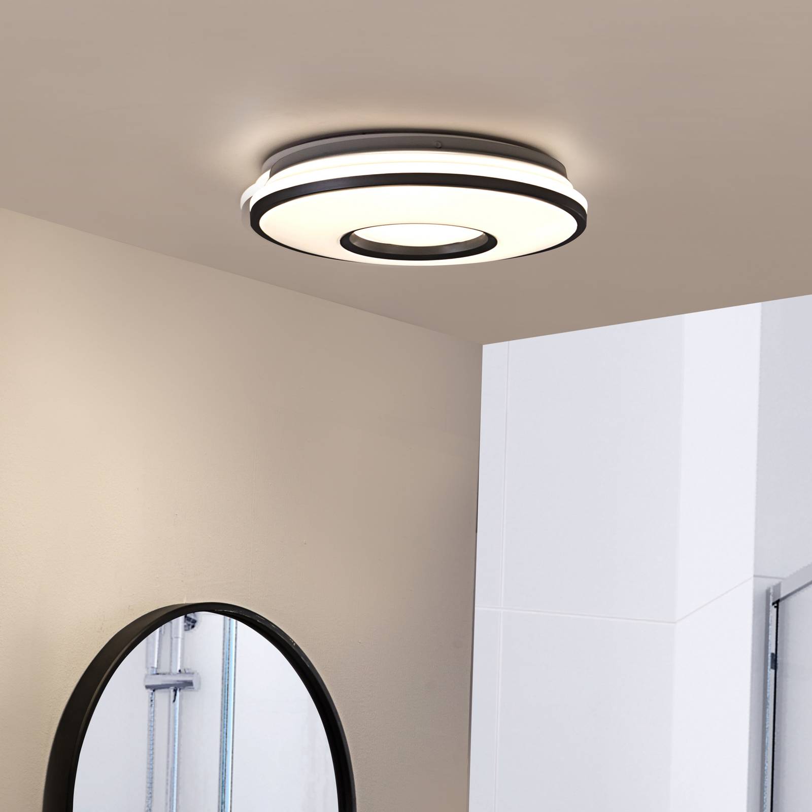 foto del prodotto lindby plafoniera furgo, argento bianco, plastica, ip44