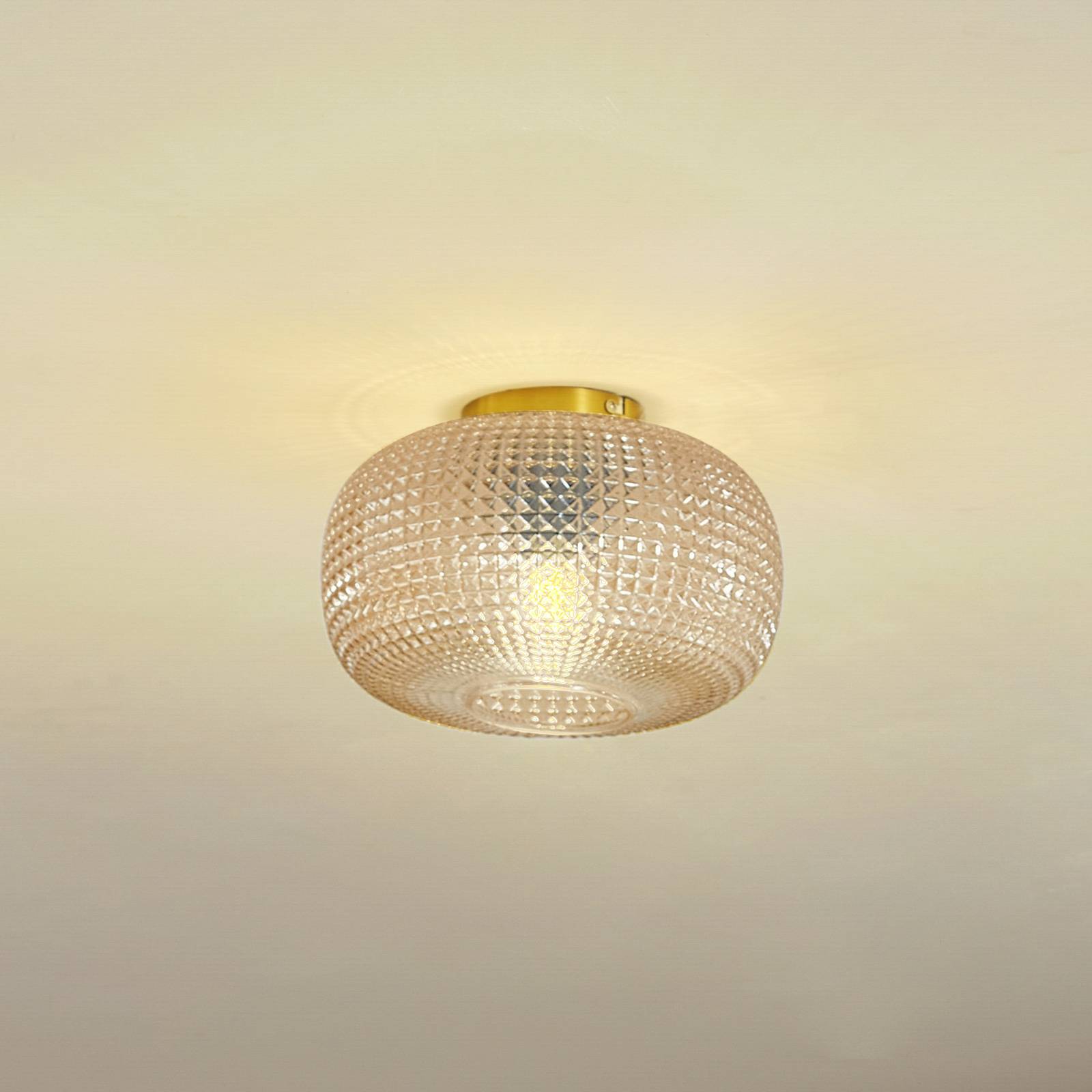 foto del prodotto lindby plafoniera hildur, 25 cm, ambra, vetro