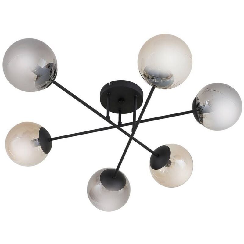 foto del prodotto lindby plafoniera isamer, grigio fumo ambra, 80 cm, globo