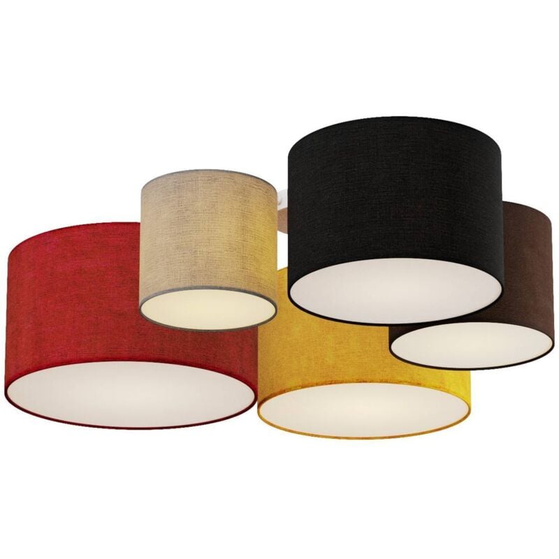 foto del prodotto lindby plafoniera laurenz, a 5 luci, 93 cm, rosso giallo, tessuto